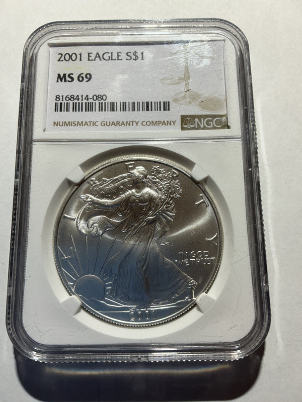 Lot 6, 2001 American silver eagle, MS69