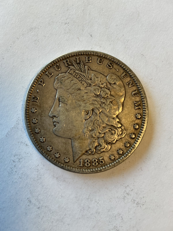 Lot 28 1885 Morgan silver dollar, xf