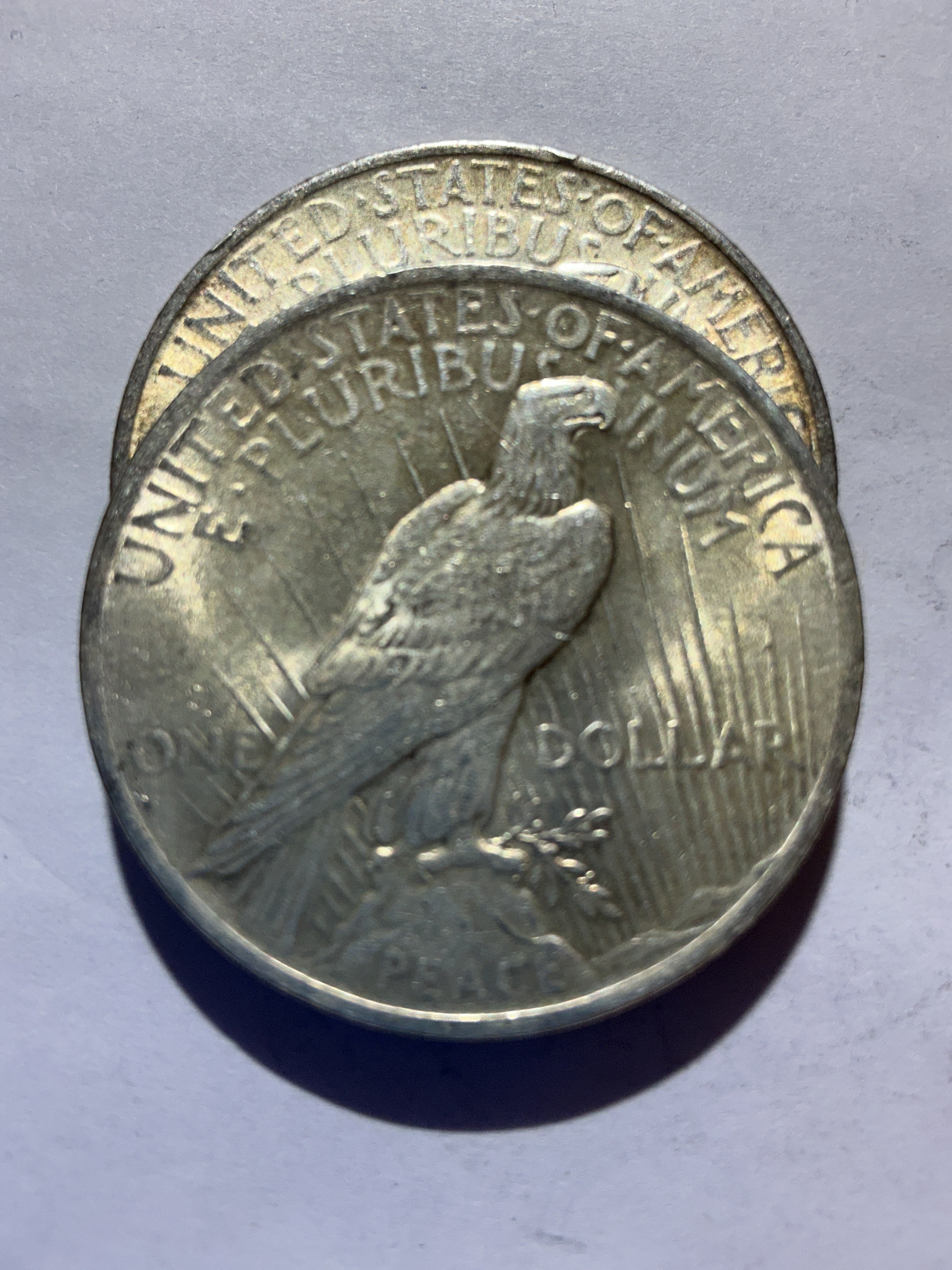 Lot 30, 2 1923 Peace dollar, AU