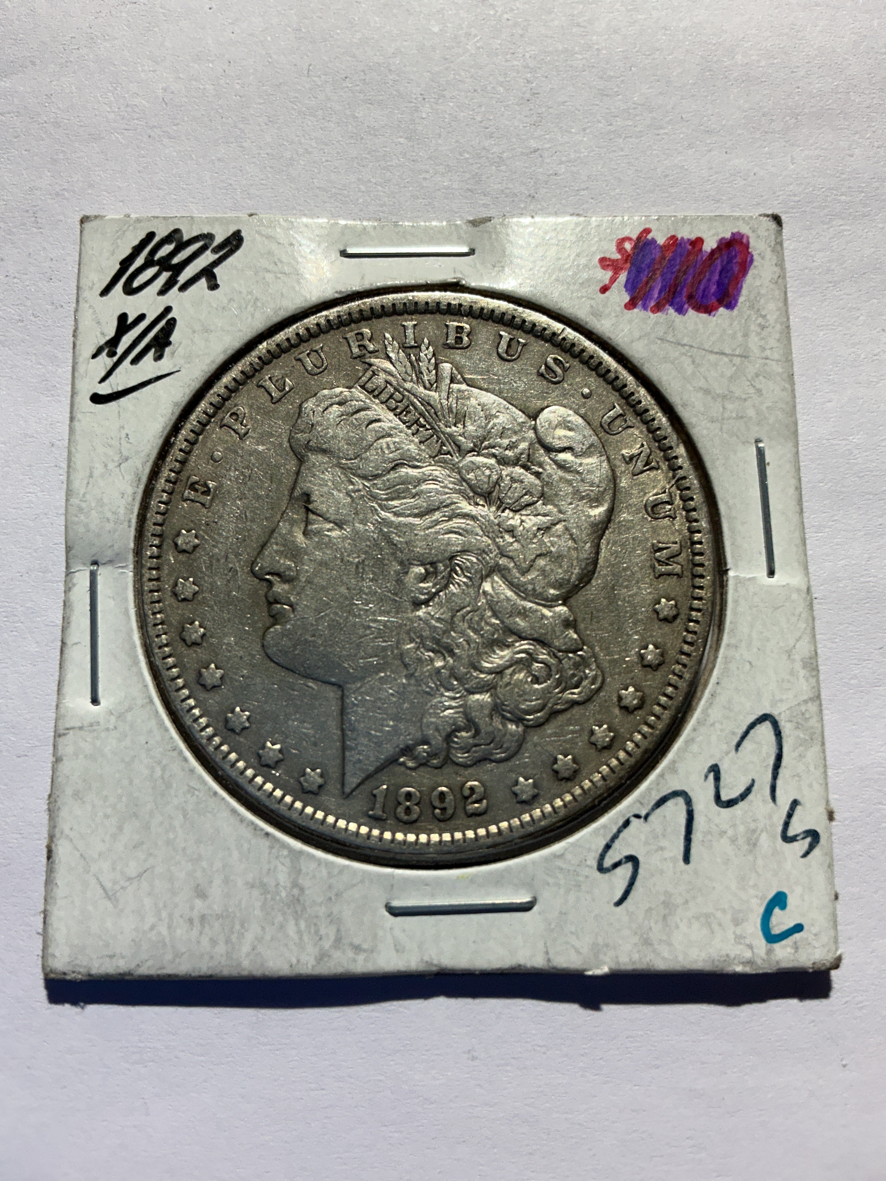 Lot 14, 1892 Morgan silver dollar xf