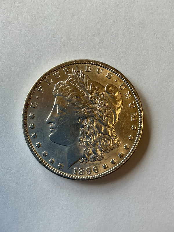 Lot 1, 1896 Morgan silver dollar, AU