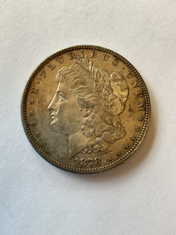 Lot 5, 1878 S Morgan silver dollar, AU