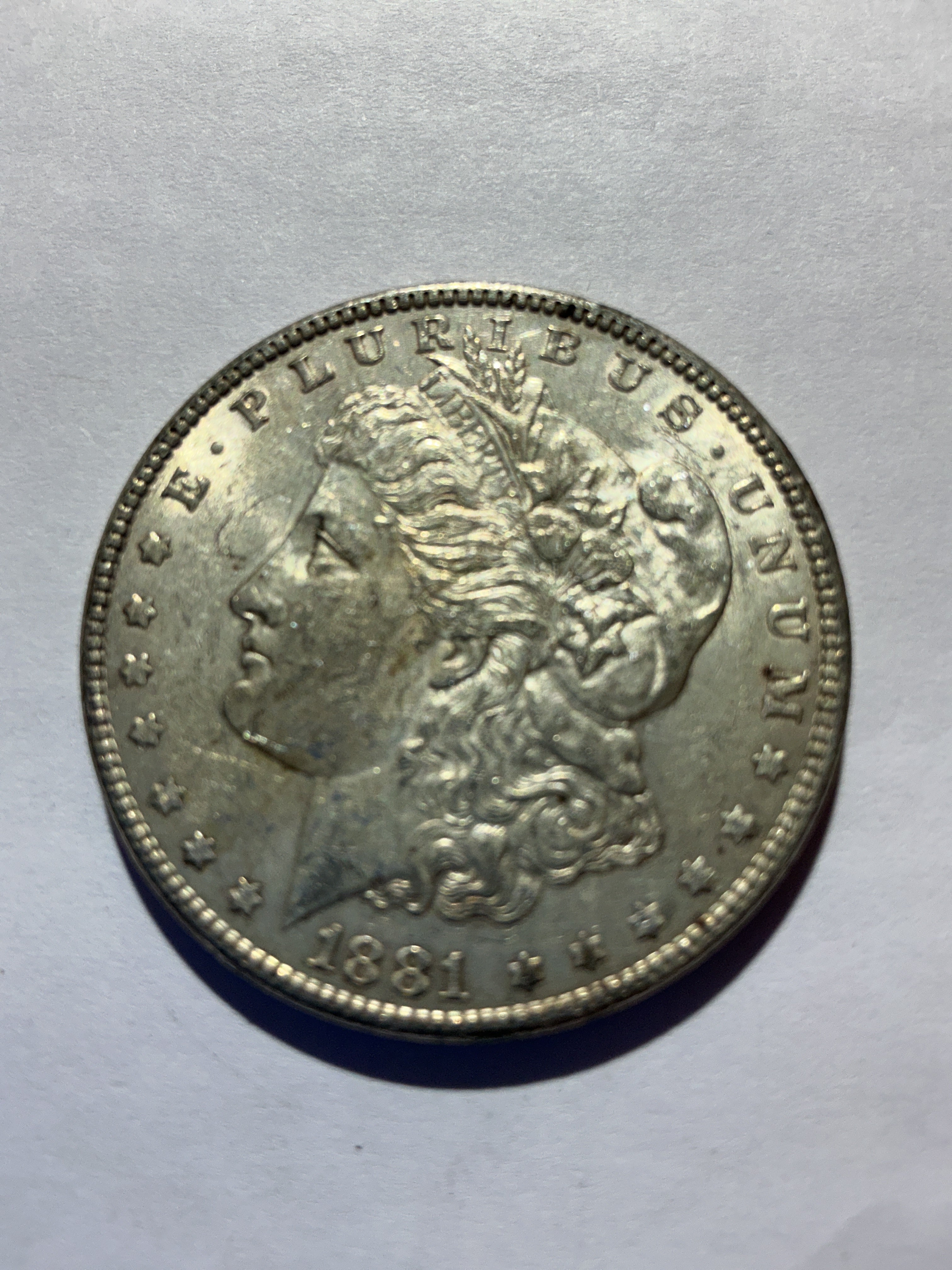 Lot 41, 1881 Morgan silver dollar, AU