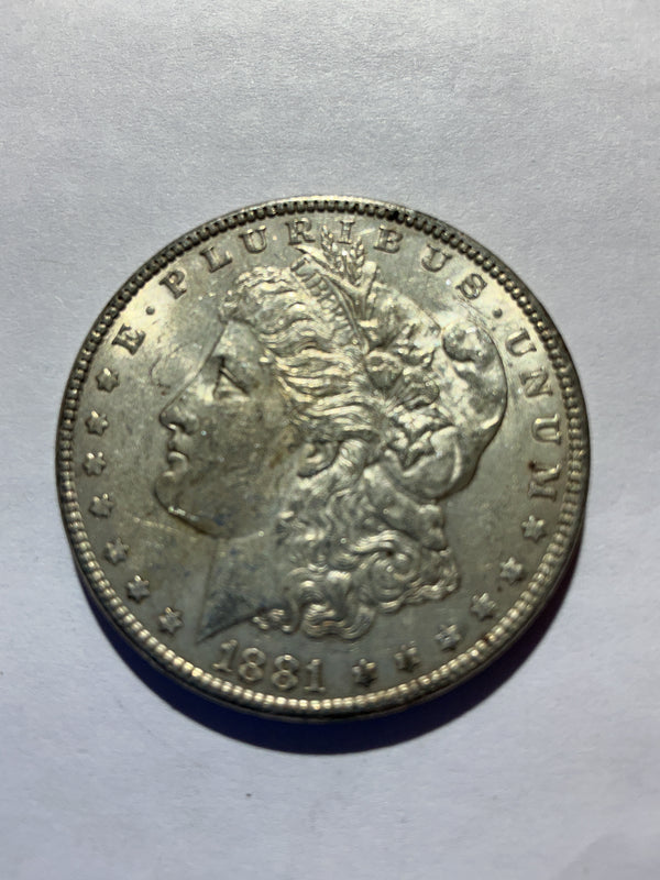 Lot 41, 1881 Morgan silver dollar, AU