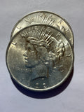 Lot 22, 2 1922 Peace dollar, AU