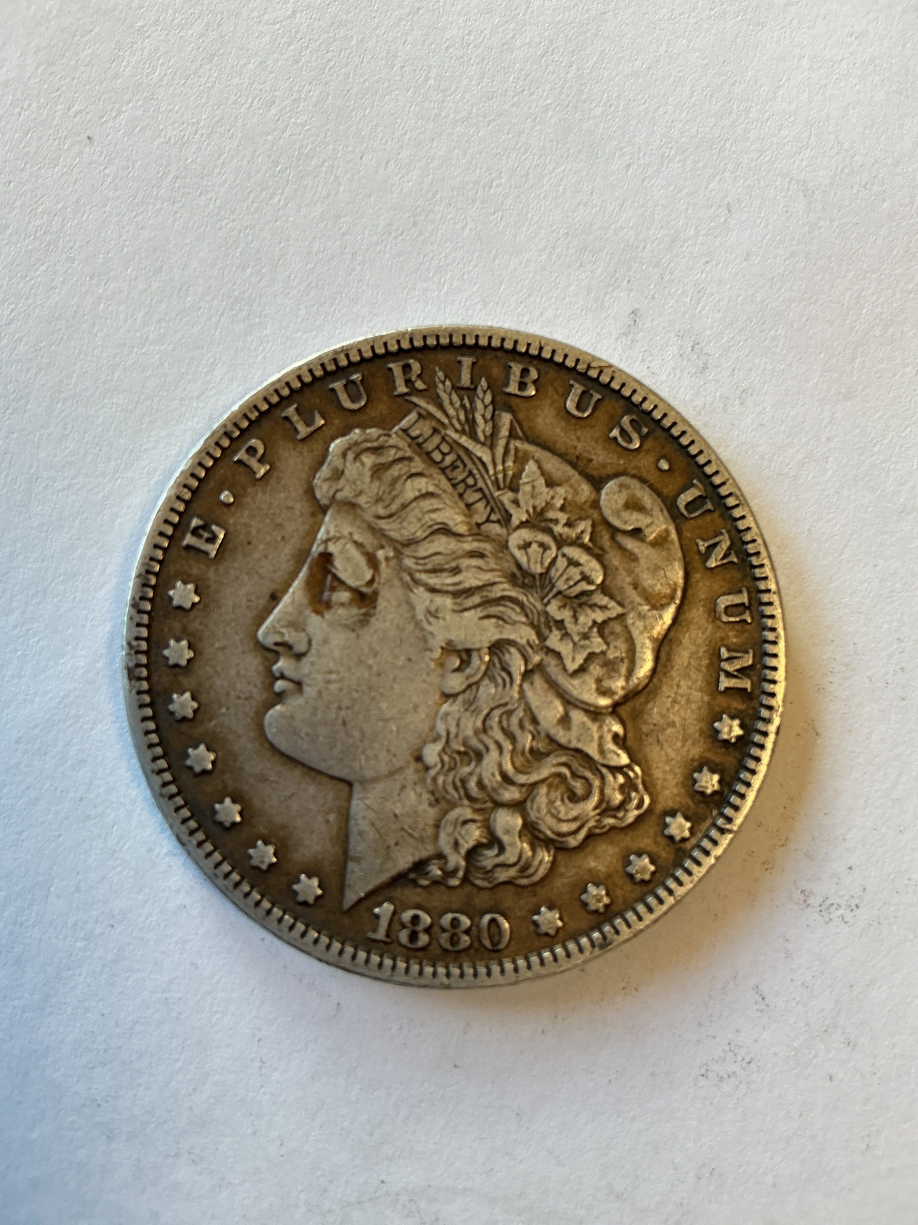 Lot 21 1880 Morgan silver dollar, XF