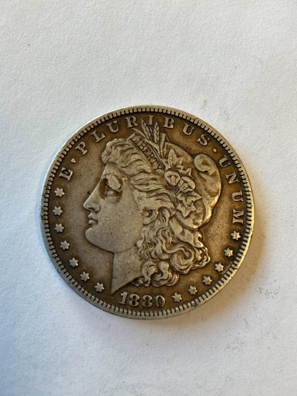 Lot 21 1880 Morgan silver dollar, XF