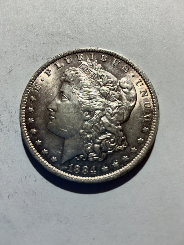 Lot 45, 1884 O Morgan silver dollar,AU