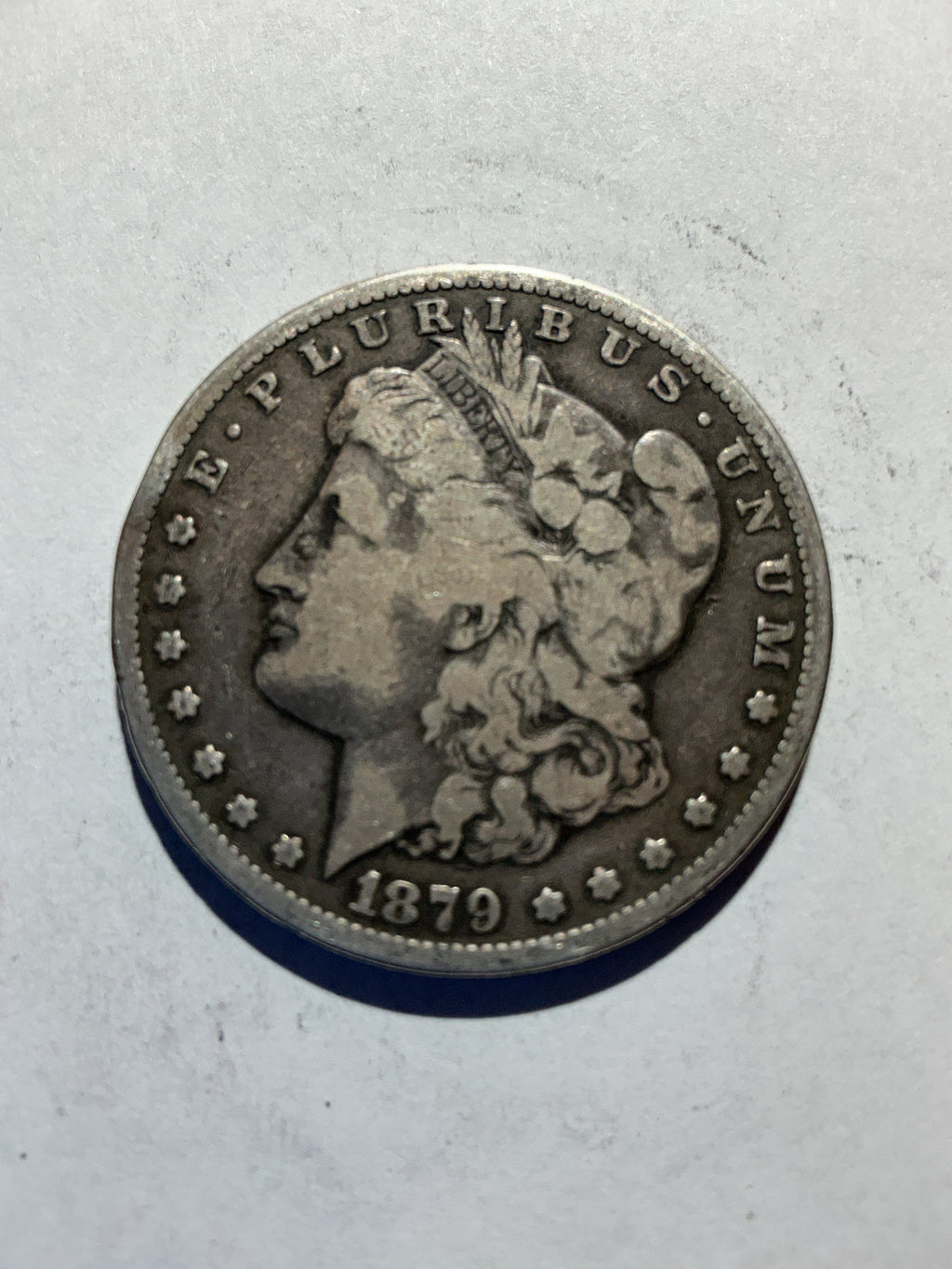 Lot 53, 1879 S Morgan silver dollar, f