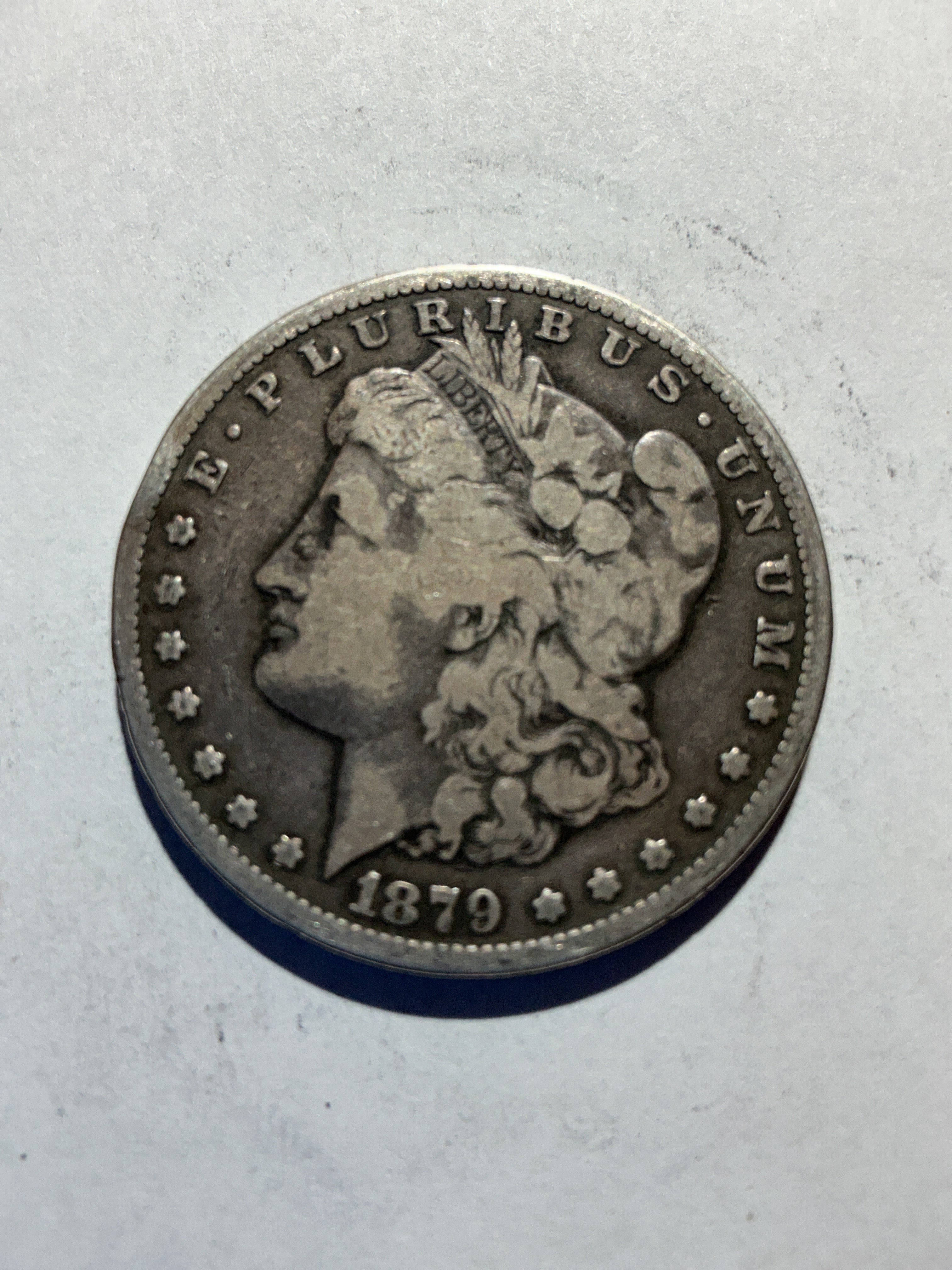 Lot 53, 1879 S Morgan silver dollar, f