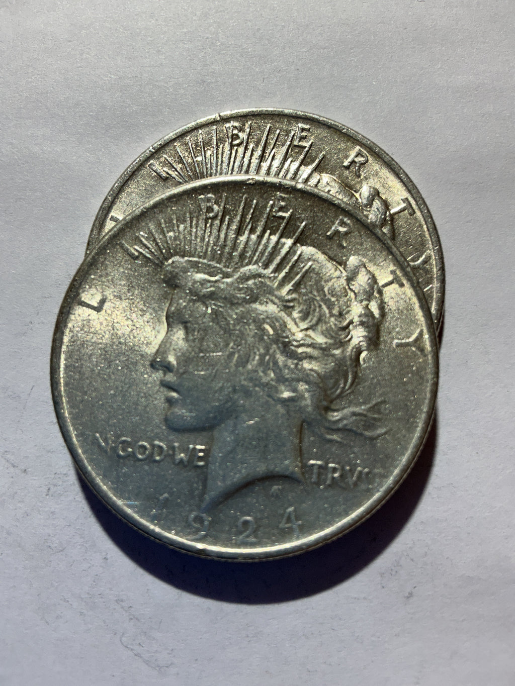 Lot 35, 2 1924 Peace dollar, AU