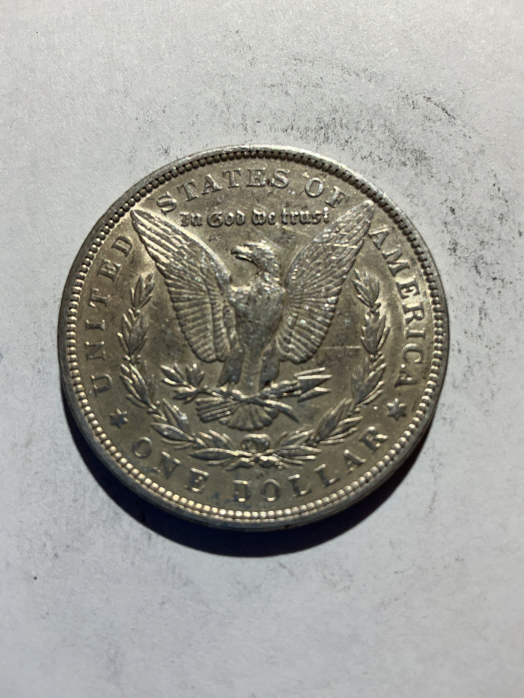 Lot 74, 1890 Morgan silver dollar, xf