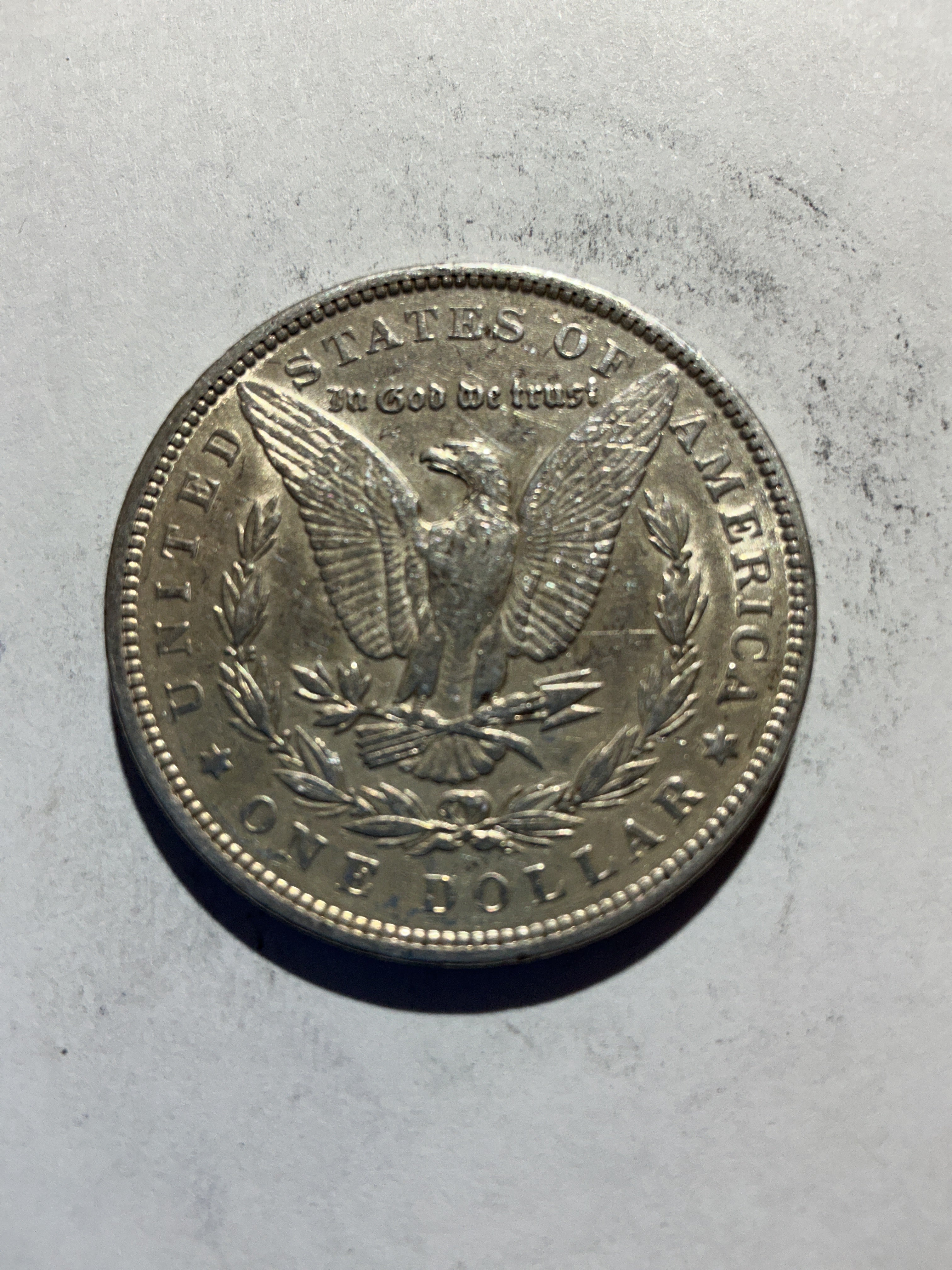 Lot 74, 1890 Morgan silver dollar, xf