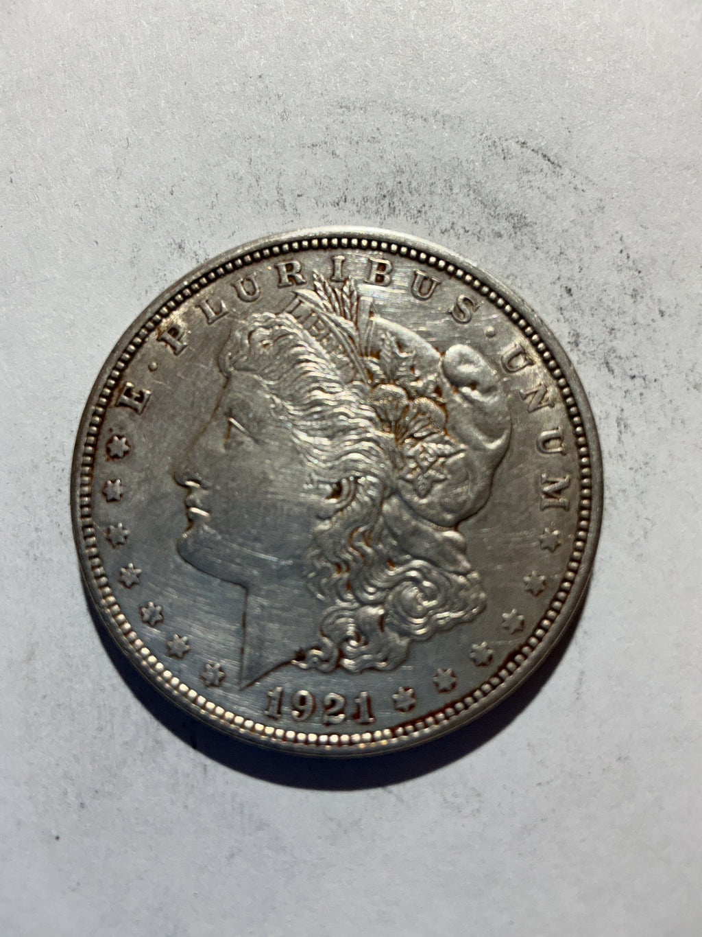 Lot 73, 1921 D Morgan silver dollar, xf