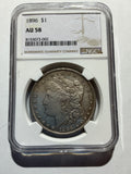 Lot 13, 1896, Morgan silver dollar, AU 58