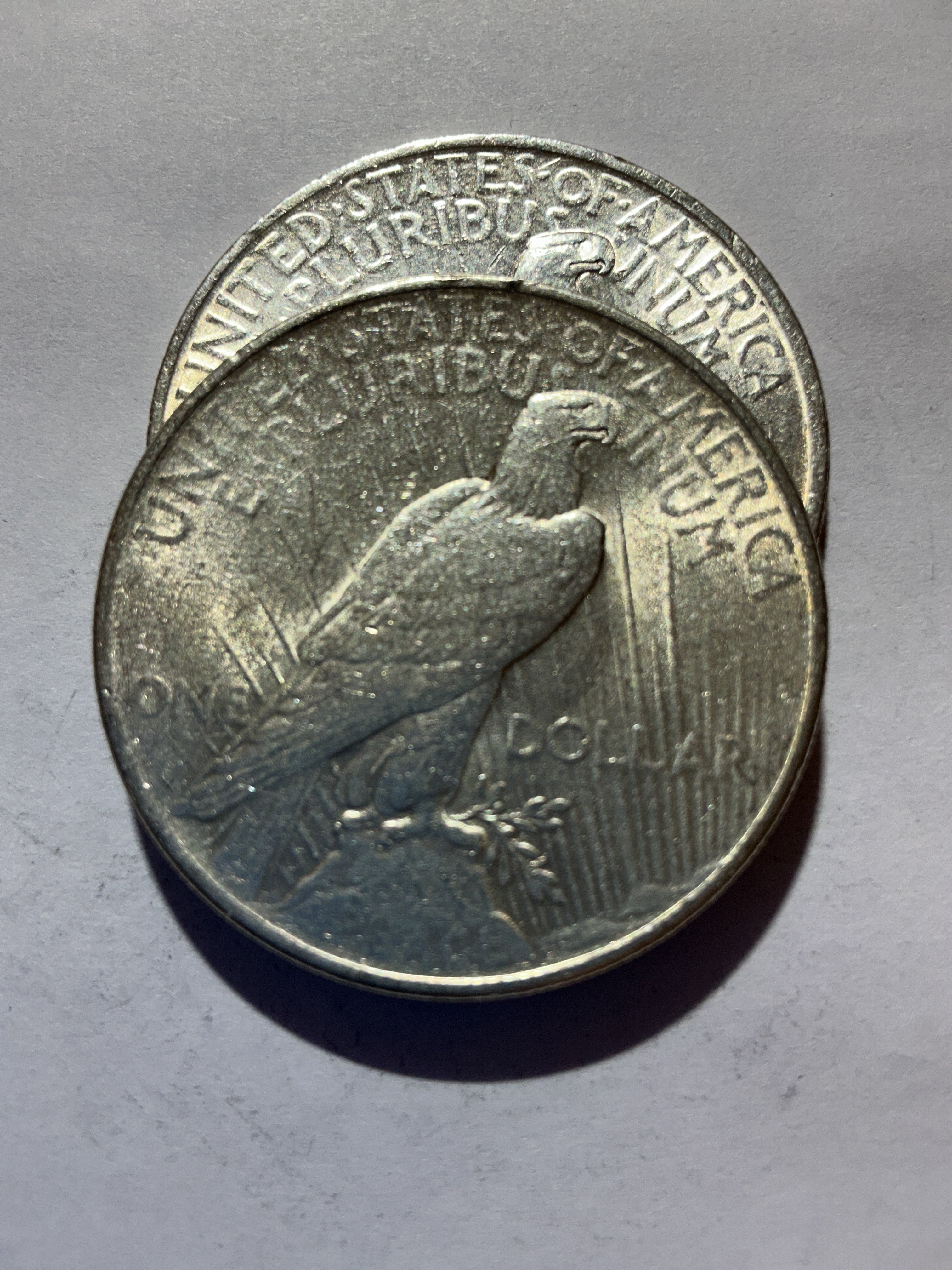 Lot 35, 2 1924 Peace dollar, AU