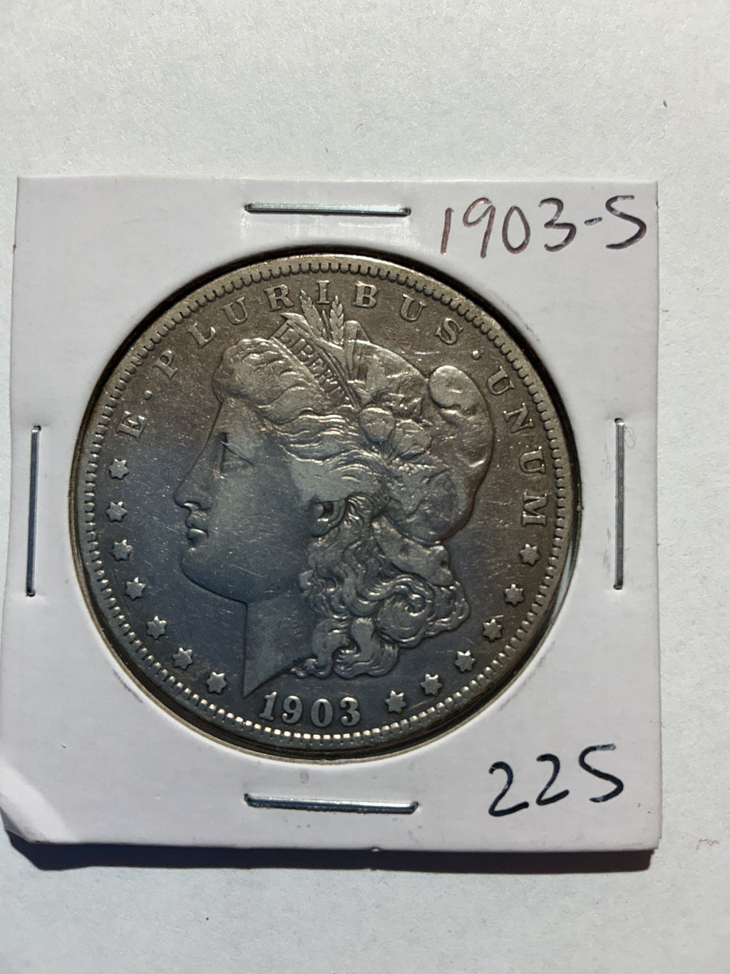 Lot 18, 1903 S Morgan silver dollar, VF+, low mintage