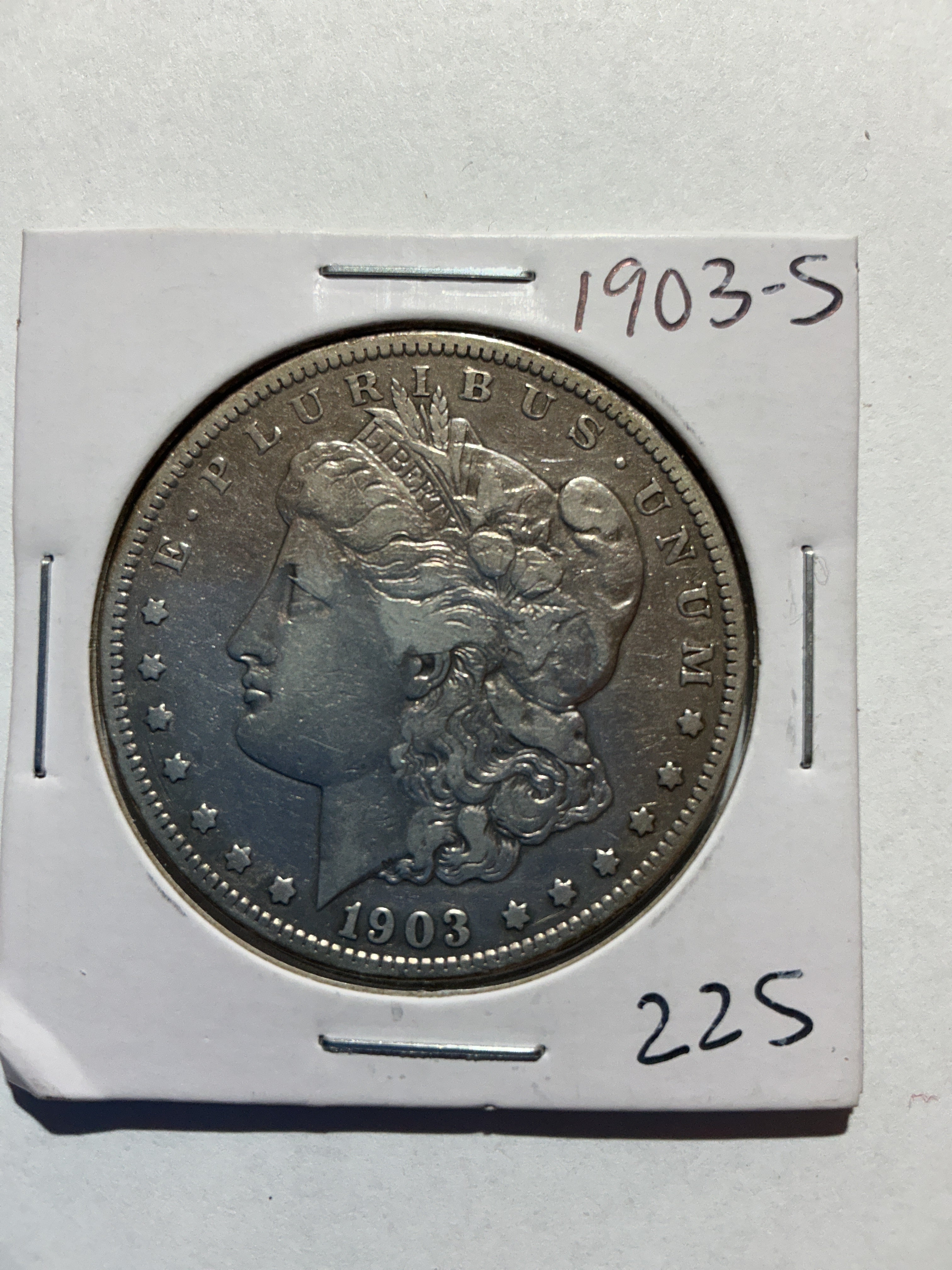 Lot 18, 1903 S Morgan silver dollar, VF+, low mintage