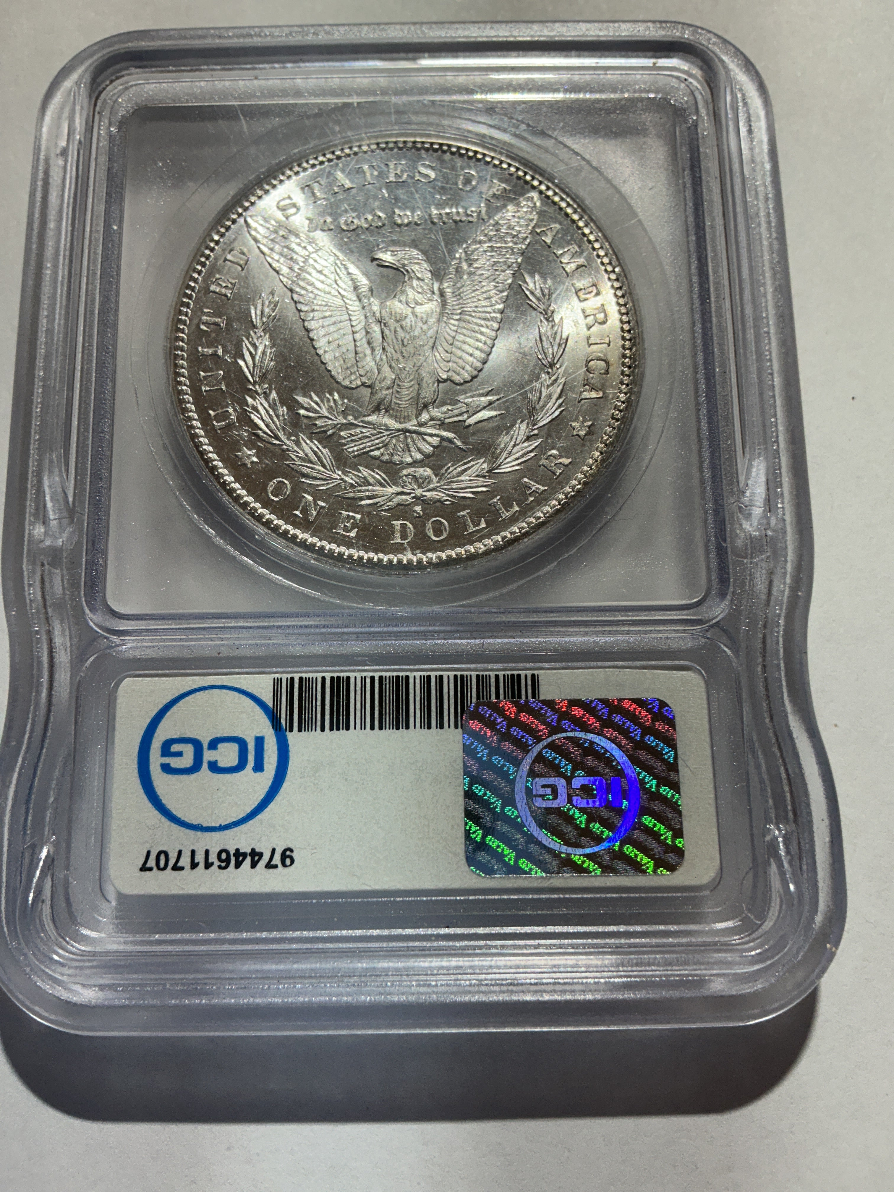 Lot 9, 1881 S Morgan silver dollar, MS63