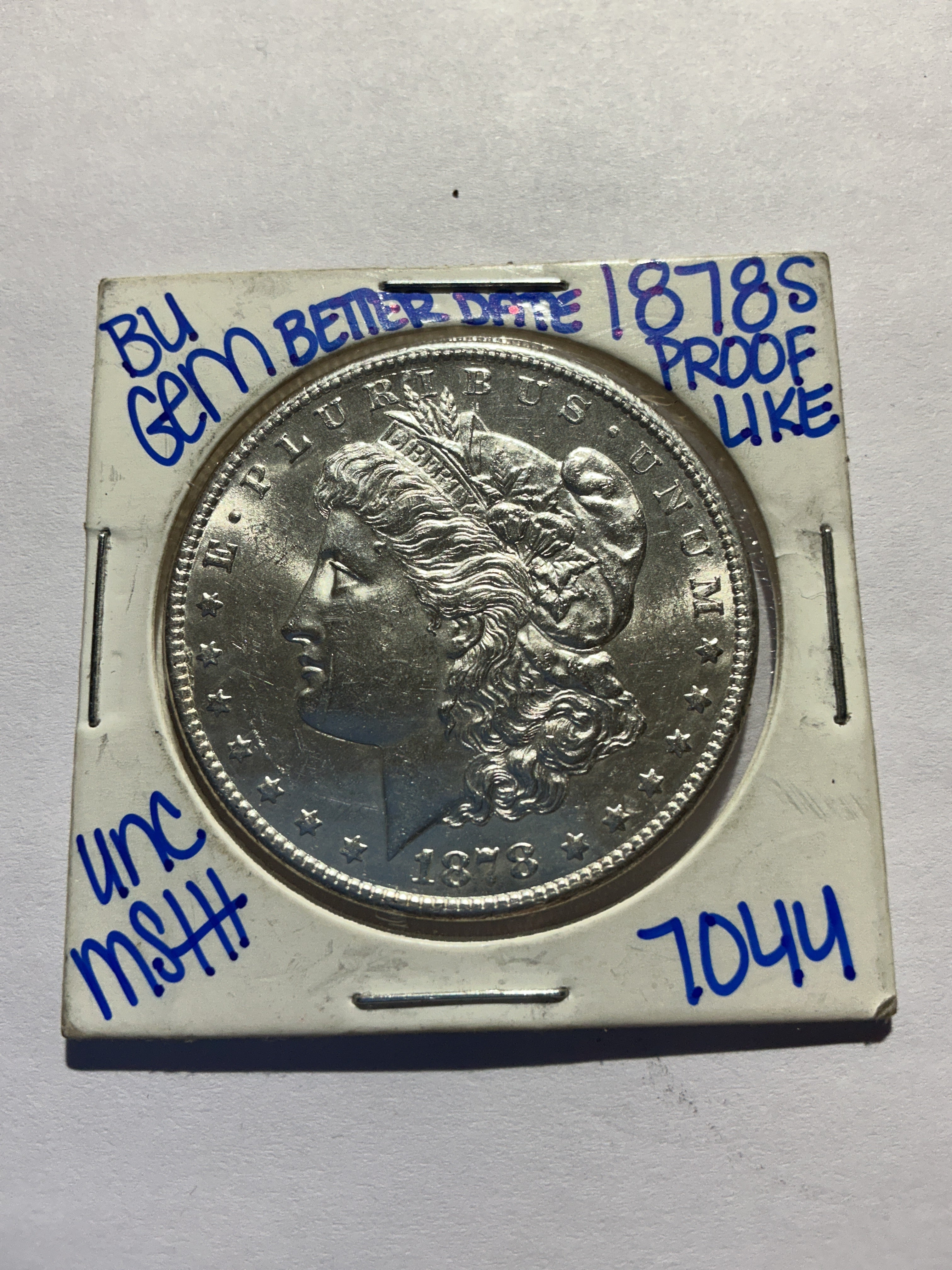 Lot 5, 1878 S Morgan silver dollar, BU