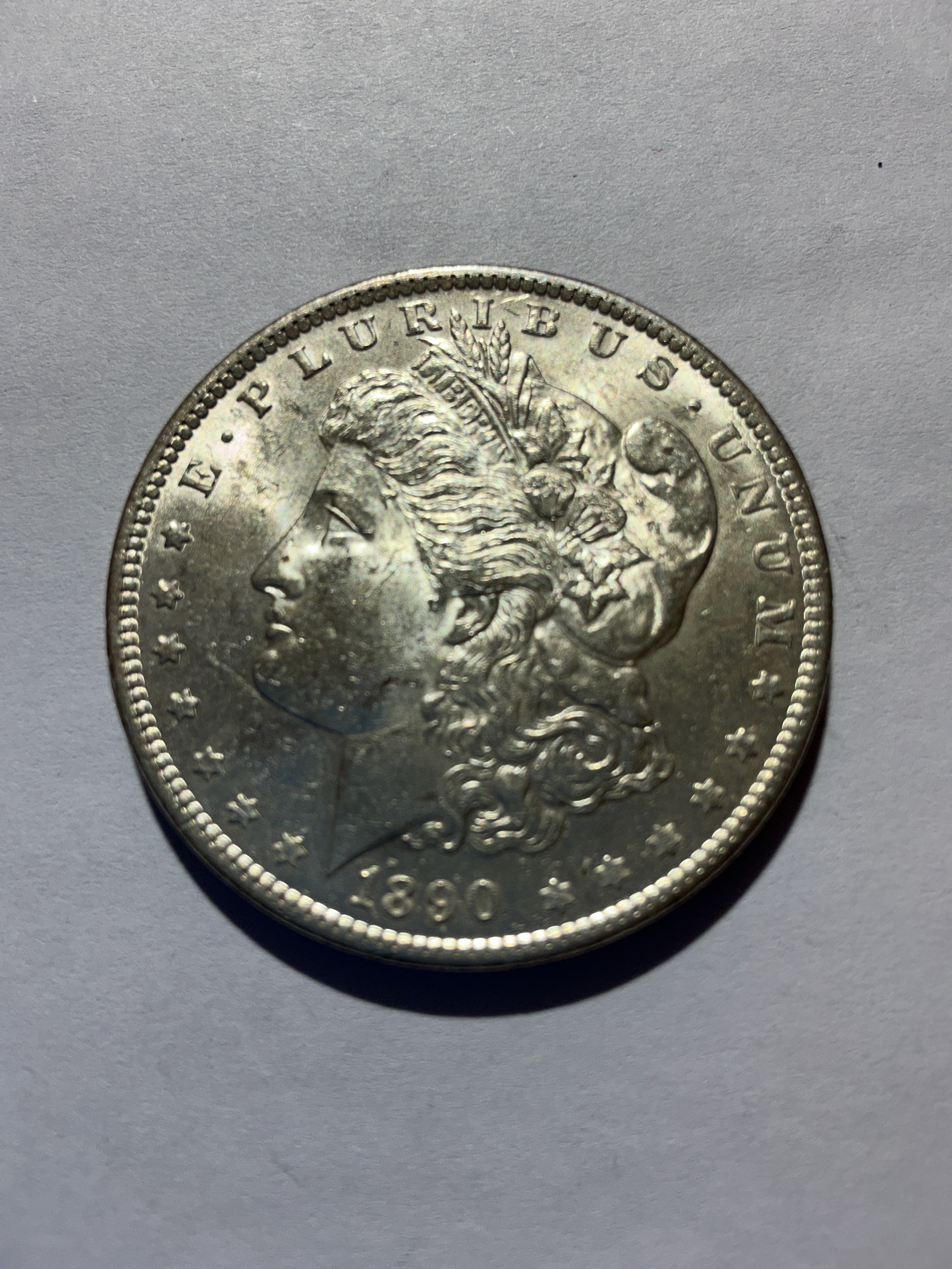 Lot 74, 1890 Morgan silver dollar, BU
