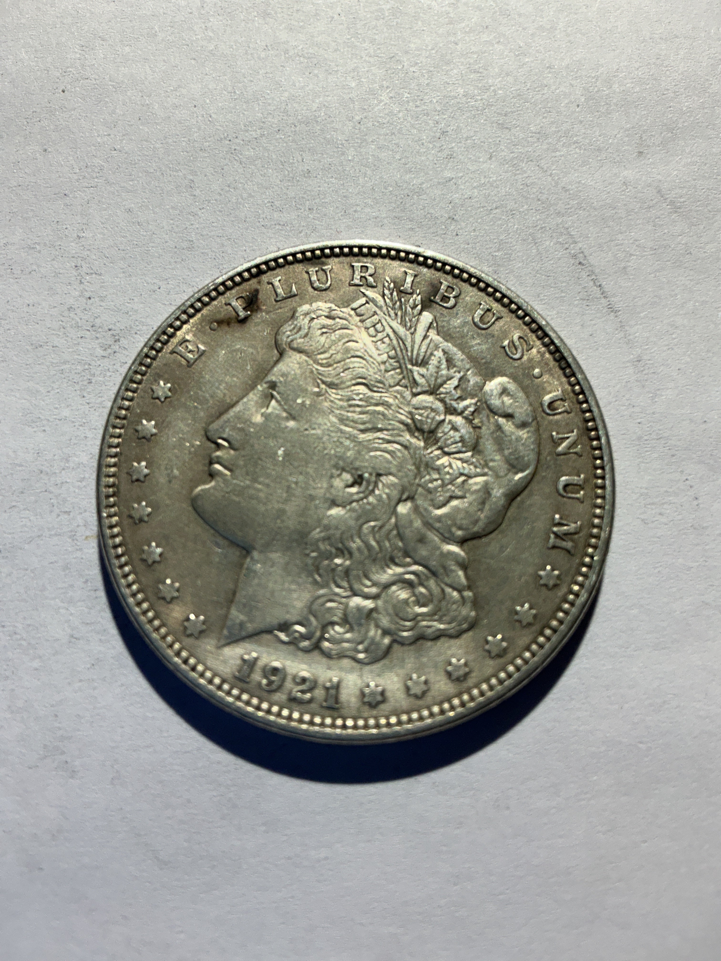 Lot 81,  1921 D Morgan silver dollar, AU