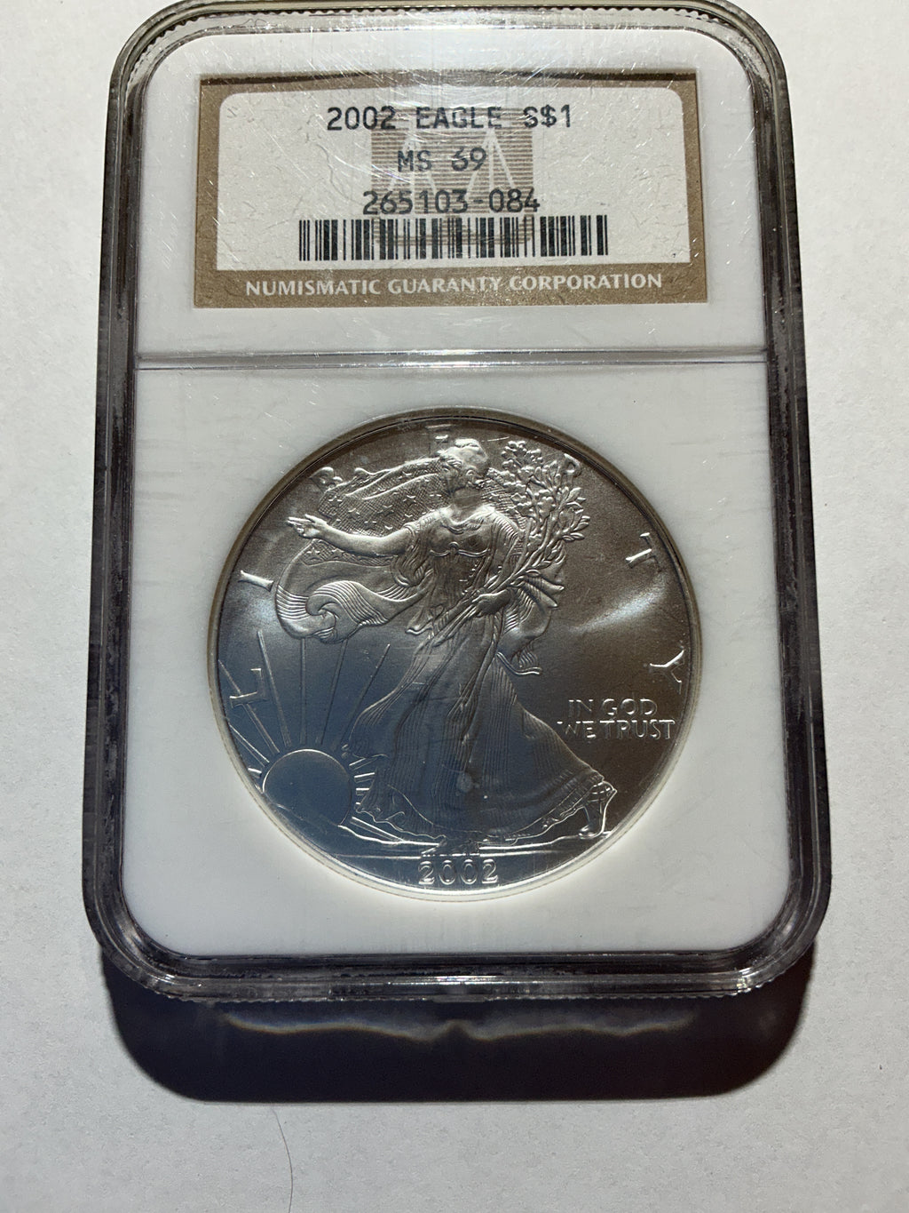 Lot 5, 2002 American silver eagle, MS69