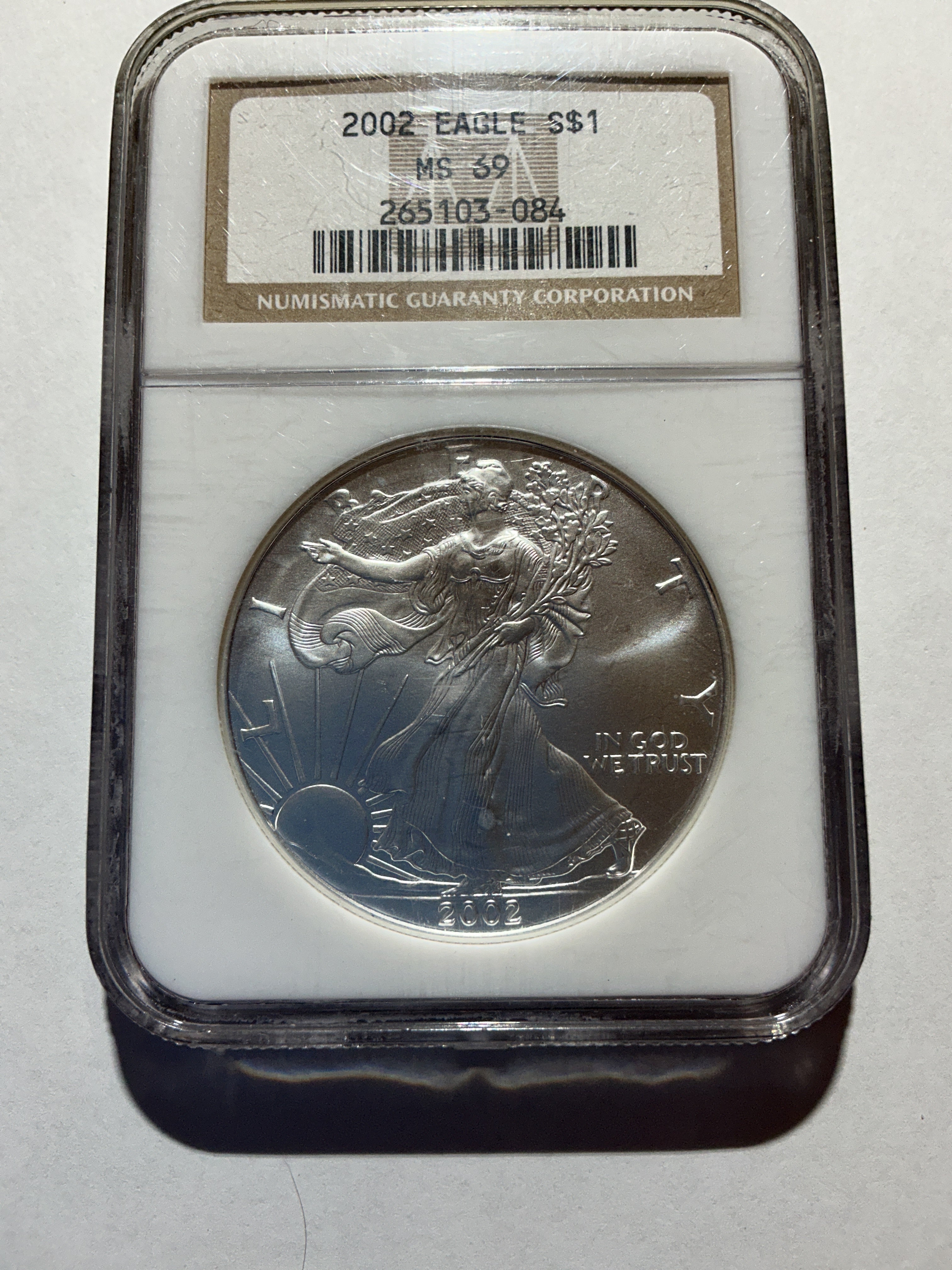 Lot 5, 2002 American silver eagle, MS69