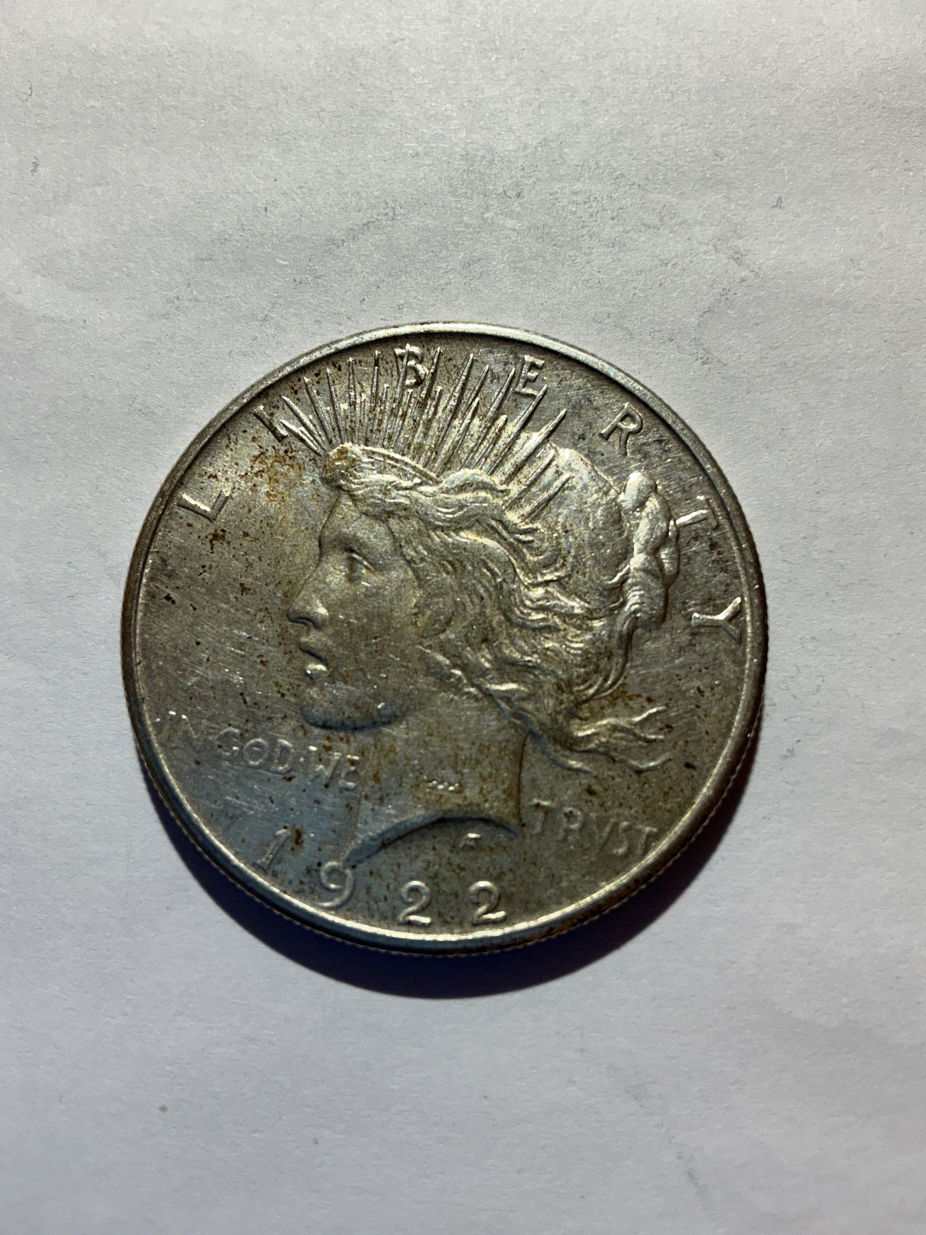 Lot 25, 1922 S Peace dollar, AU