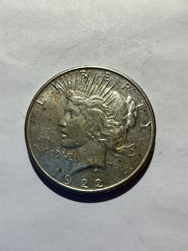 Lot 25, 1922 S Peace dollar, AU