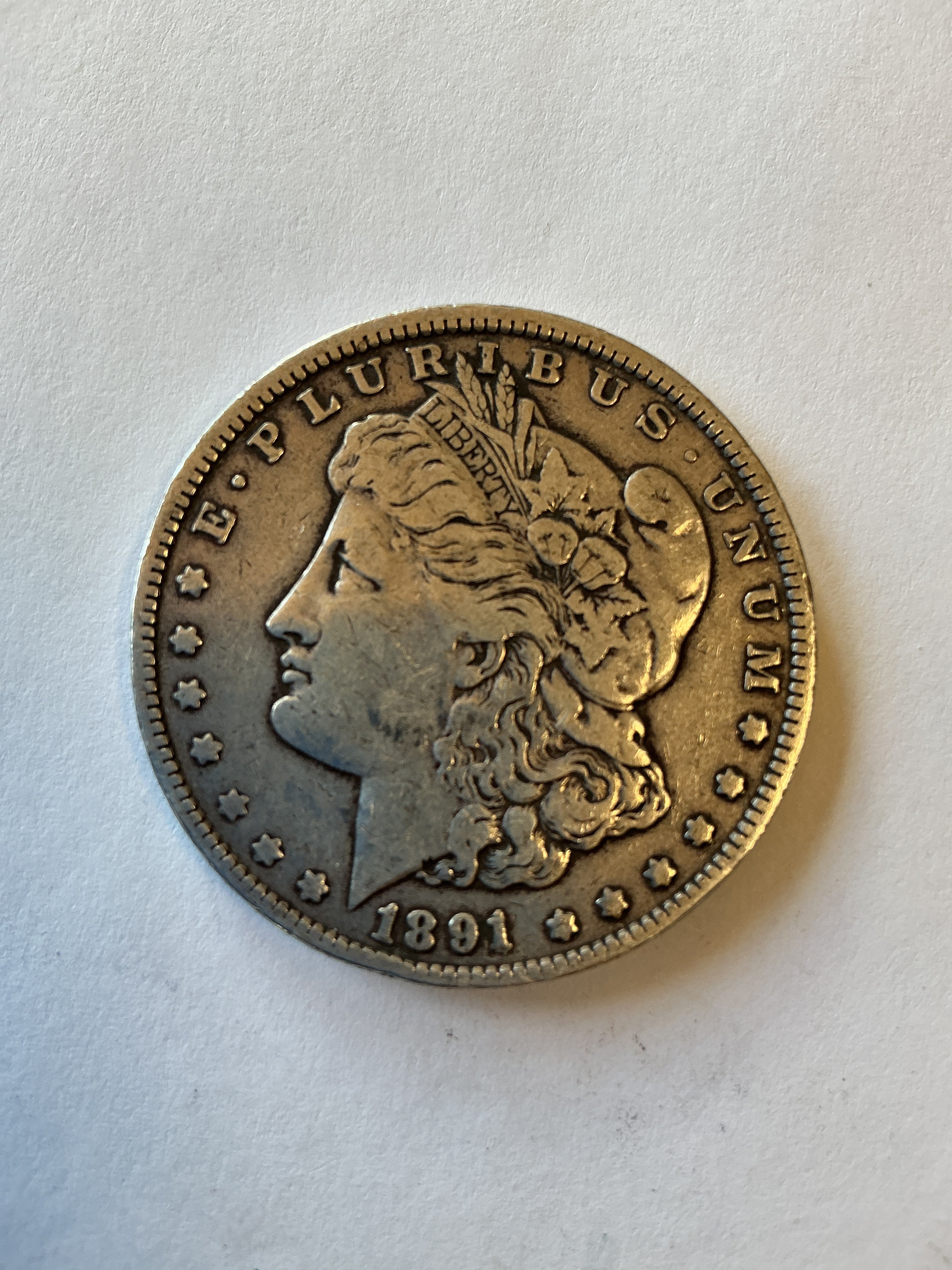 Lot 17 1891 Morgan silver dollar, VF