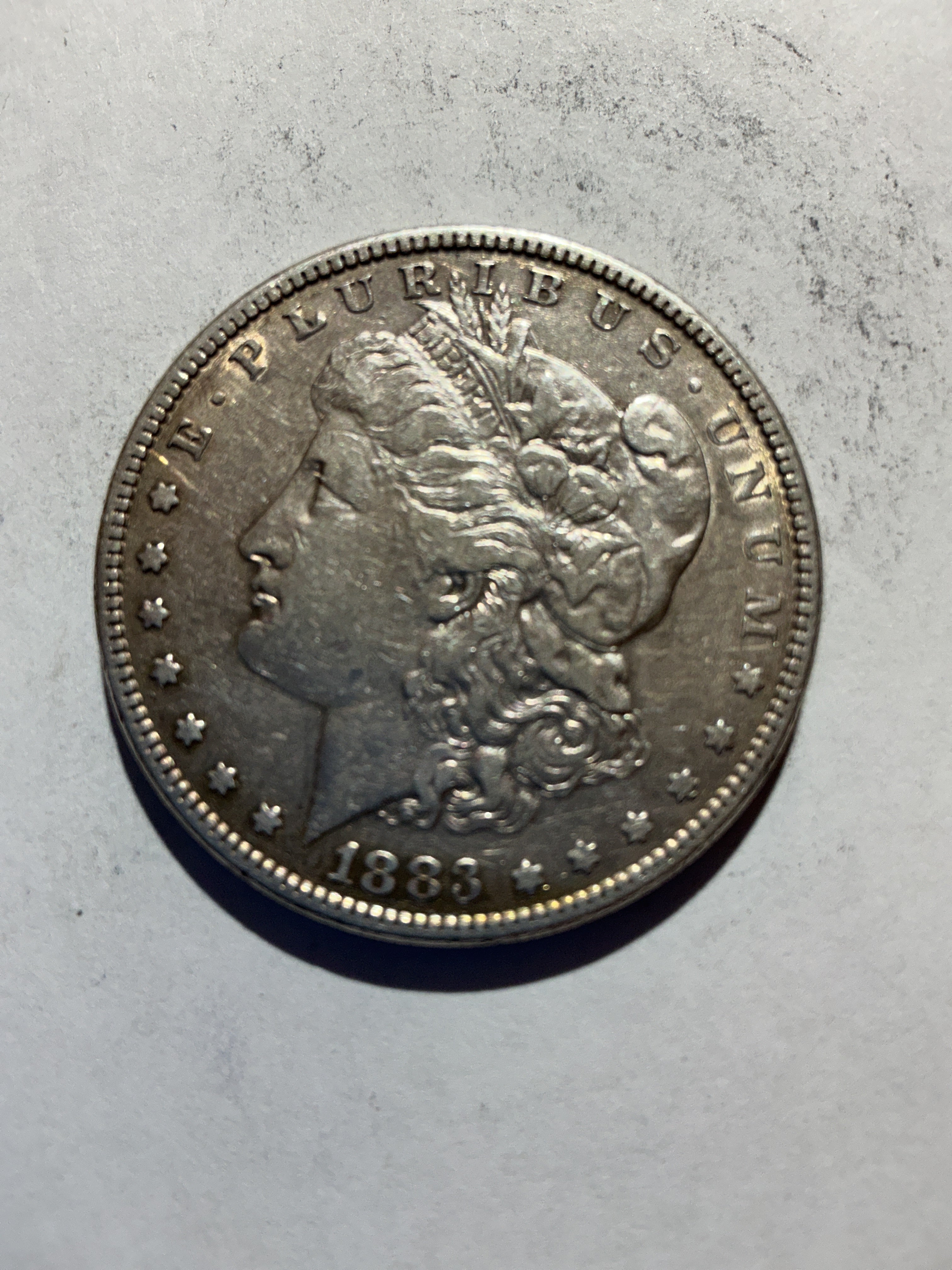 Lot 72, 1883 Morgan silver dollar, xf