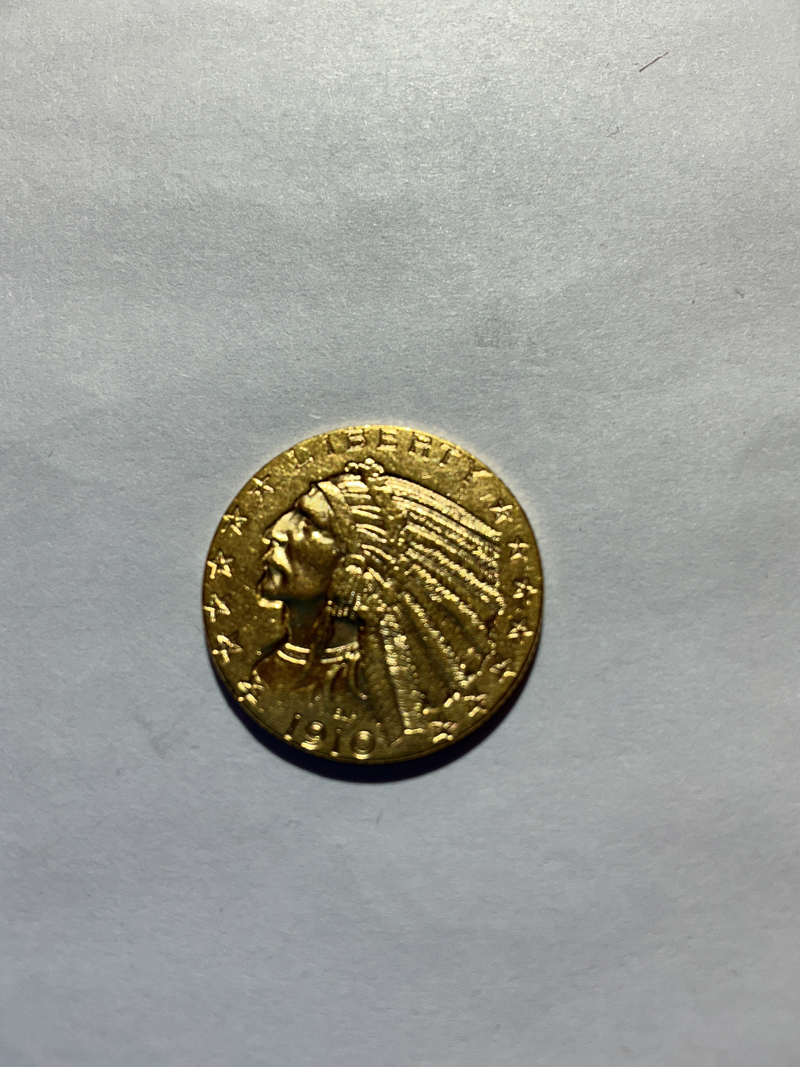 Lot 19, 1910,5 dollar gold half eagle Indian head, 90% gold 10% copper