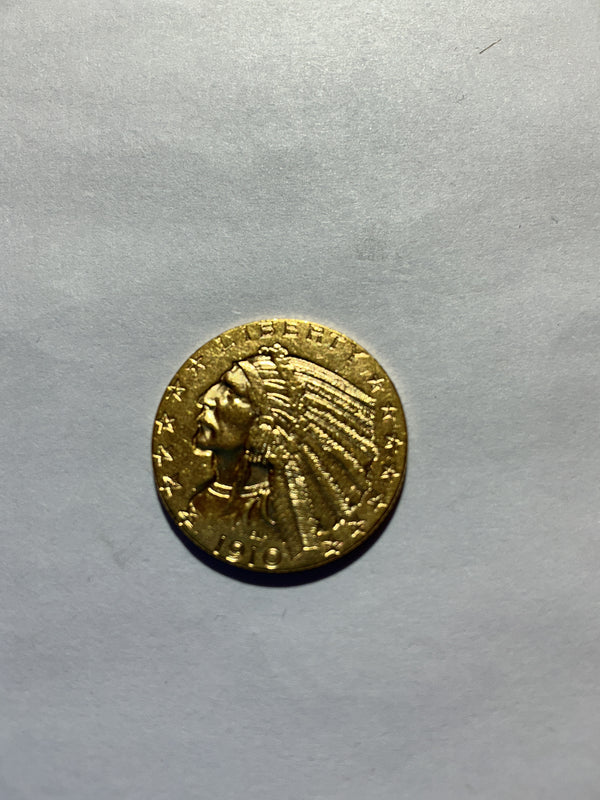 Lot 19, 1910,5 dollar gold half eagle Indian head, 90% gold 10% copper