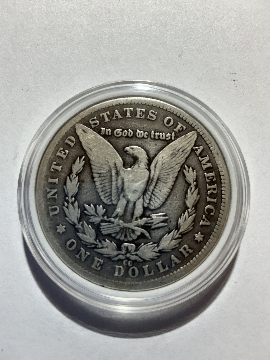 Lot 20, 1889 CC Morgan silver dollar, F, rare coin