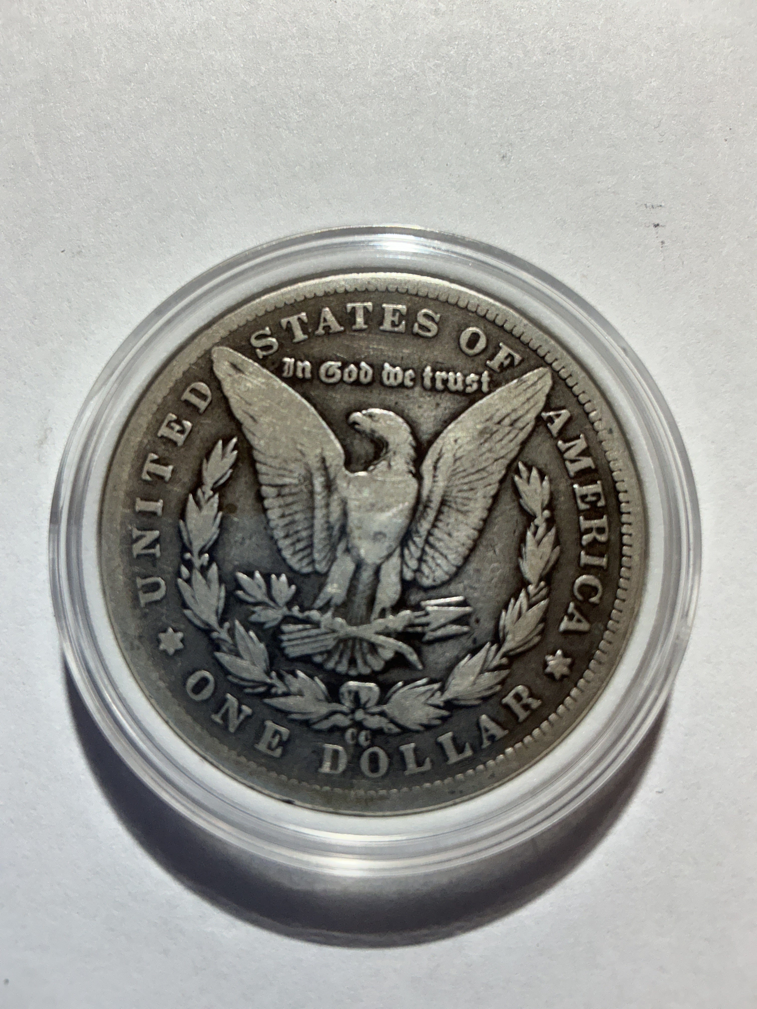Lot 20, 1889 CC Morgan silver dollar, F, rare coin