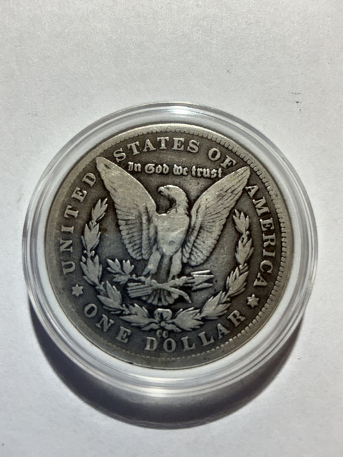 Lot 20, 1889 CC Morgan silver dollar, F, rare coin