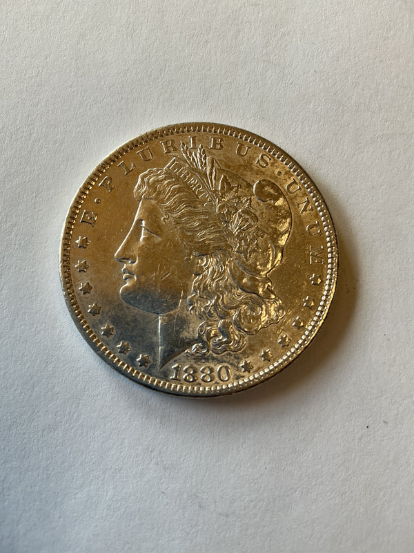 Lot 4, 1880 Morgan silver dollar, AU