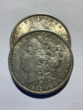 Lot 8, 2, 1882 Morgan silver dollar, AU