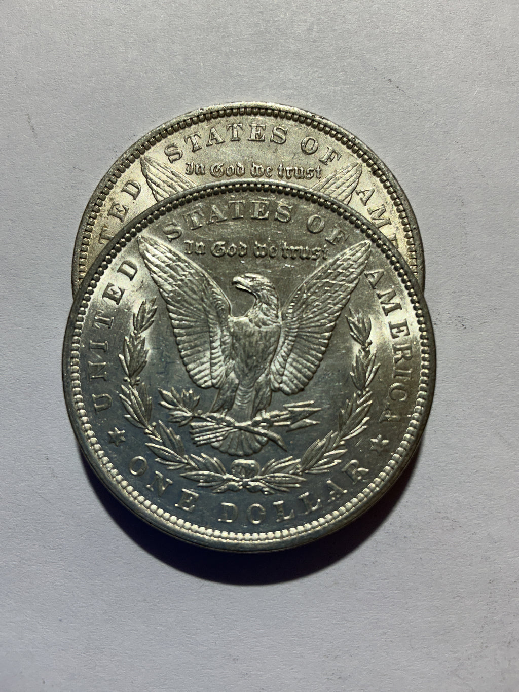 Lot 9, 2, 1891 Morgan silver dollar, AU