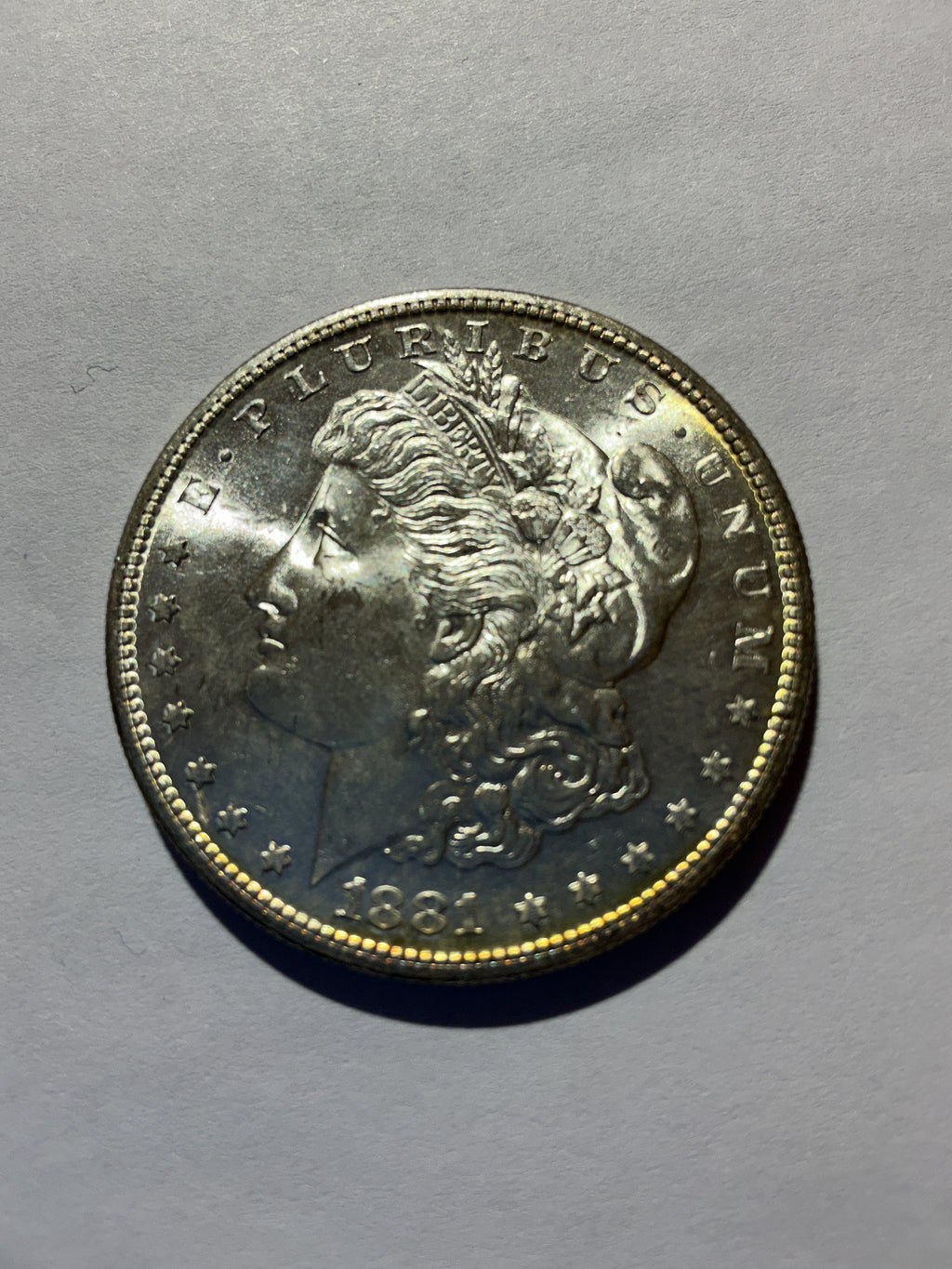 Lot 67, 1881 S Morgan silver dollar, Bu
