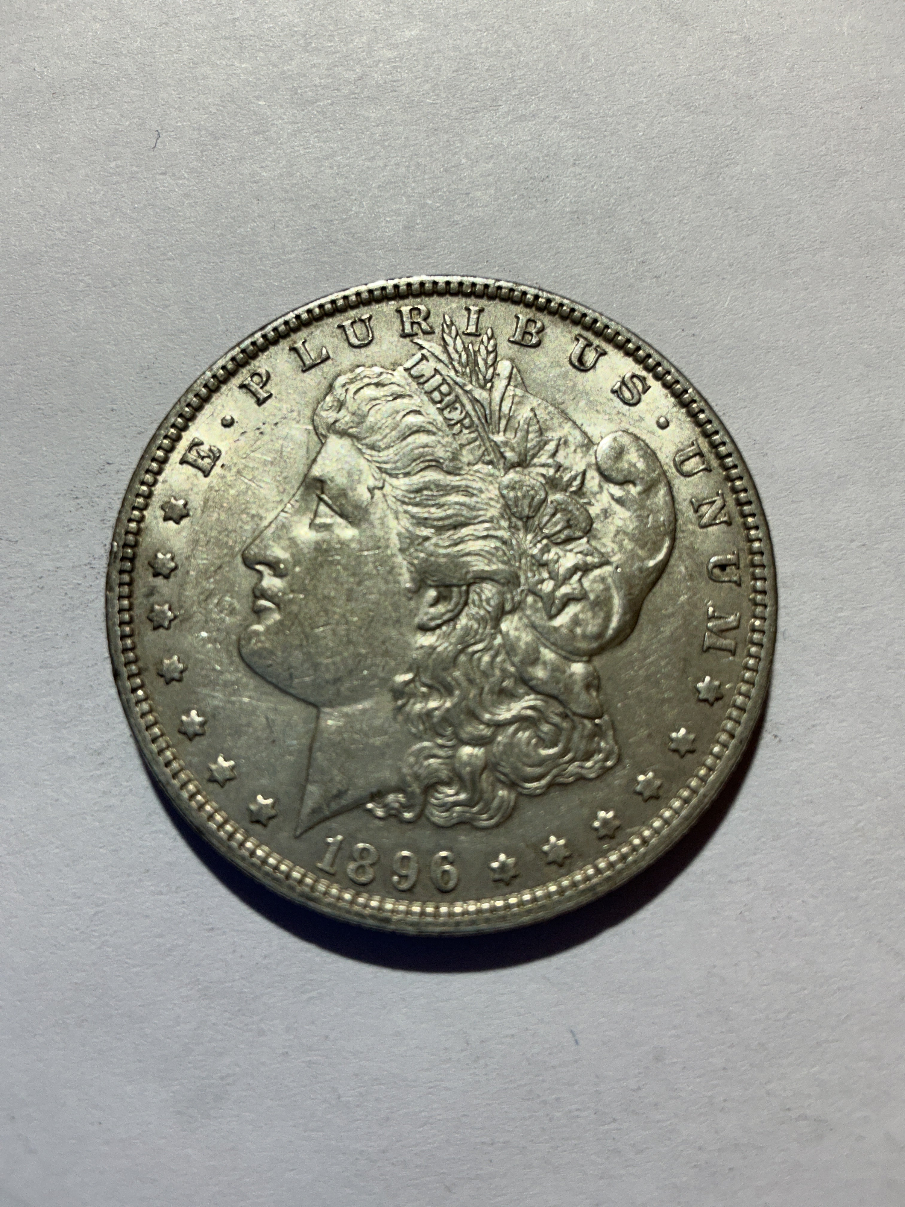 Lot 16, 1896 Morgan silver dollar, AU