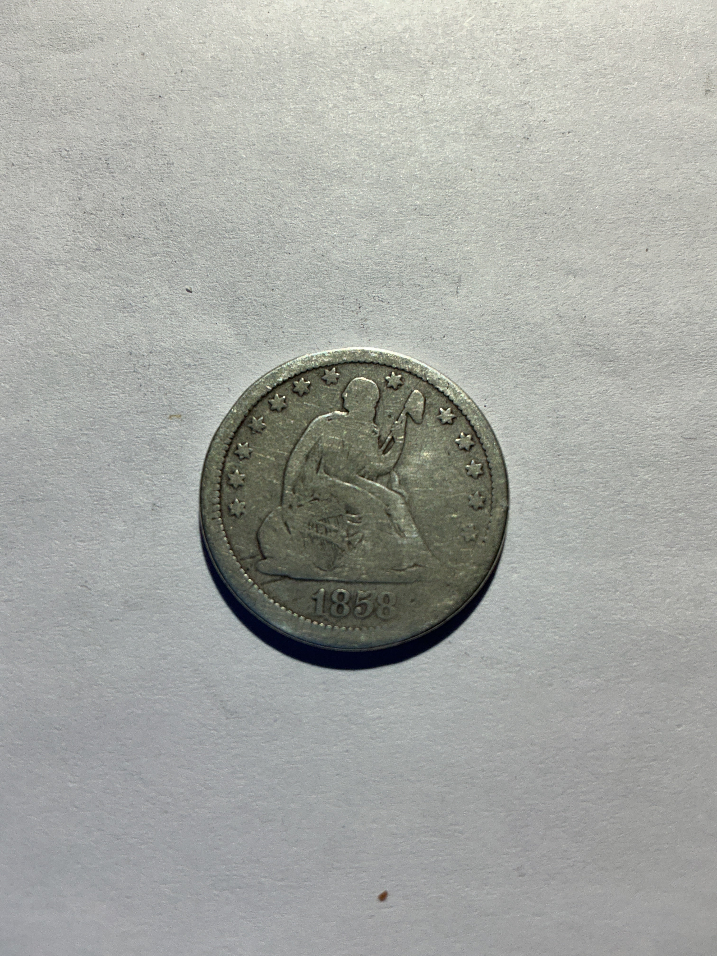 Lot 19, 1858 Seating liberty quarter
