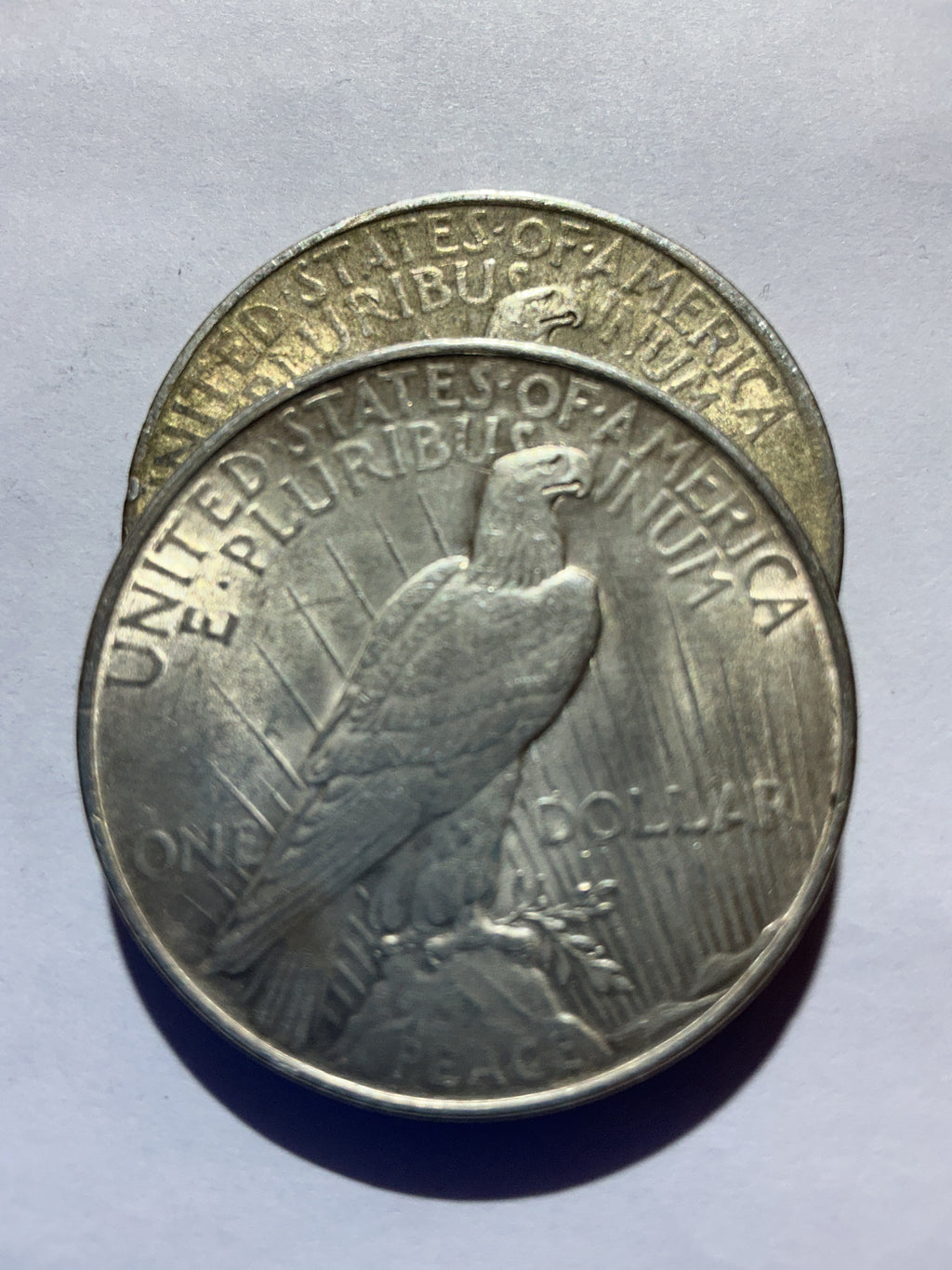 Lot 23, 2 1922 Peace dollar, AU