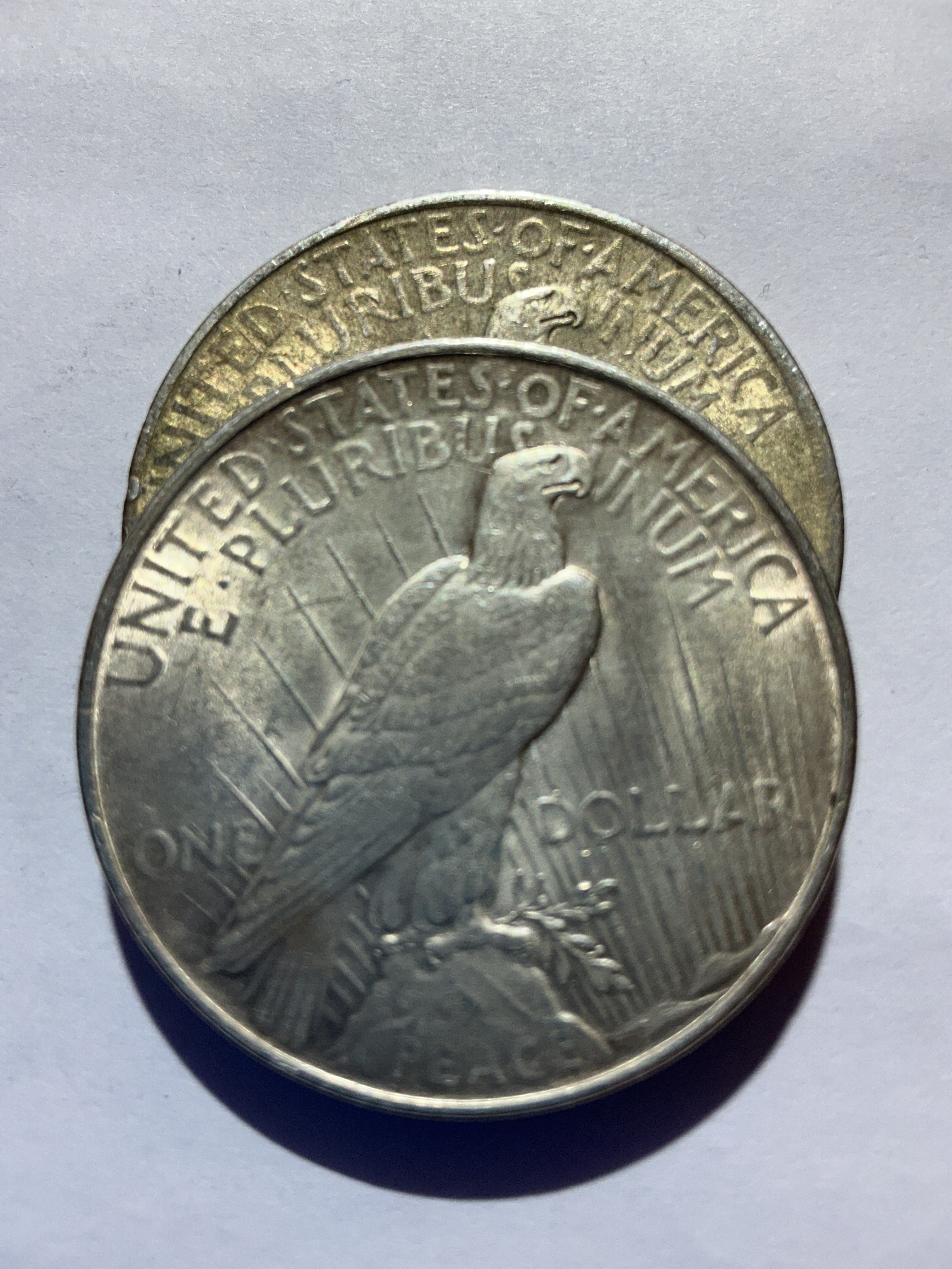 Lot 23, 2 1922 Peace dollar, AU