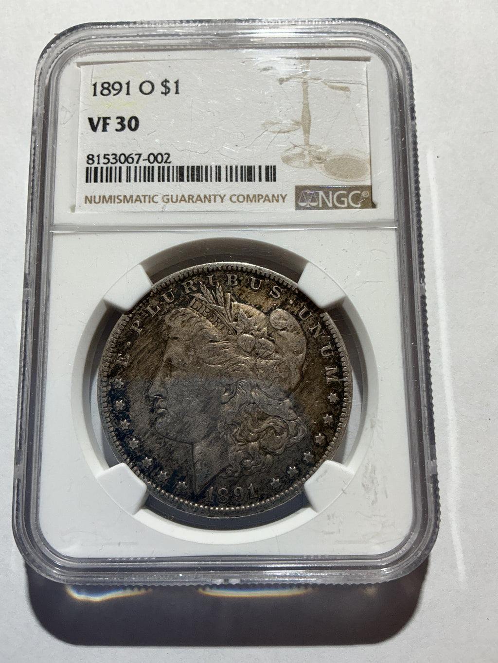 Lot 11, 1891 O, Morgan silver dollar, VF30