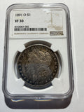 Lot 11, 1891 O, Morgan silver dollar, VF30