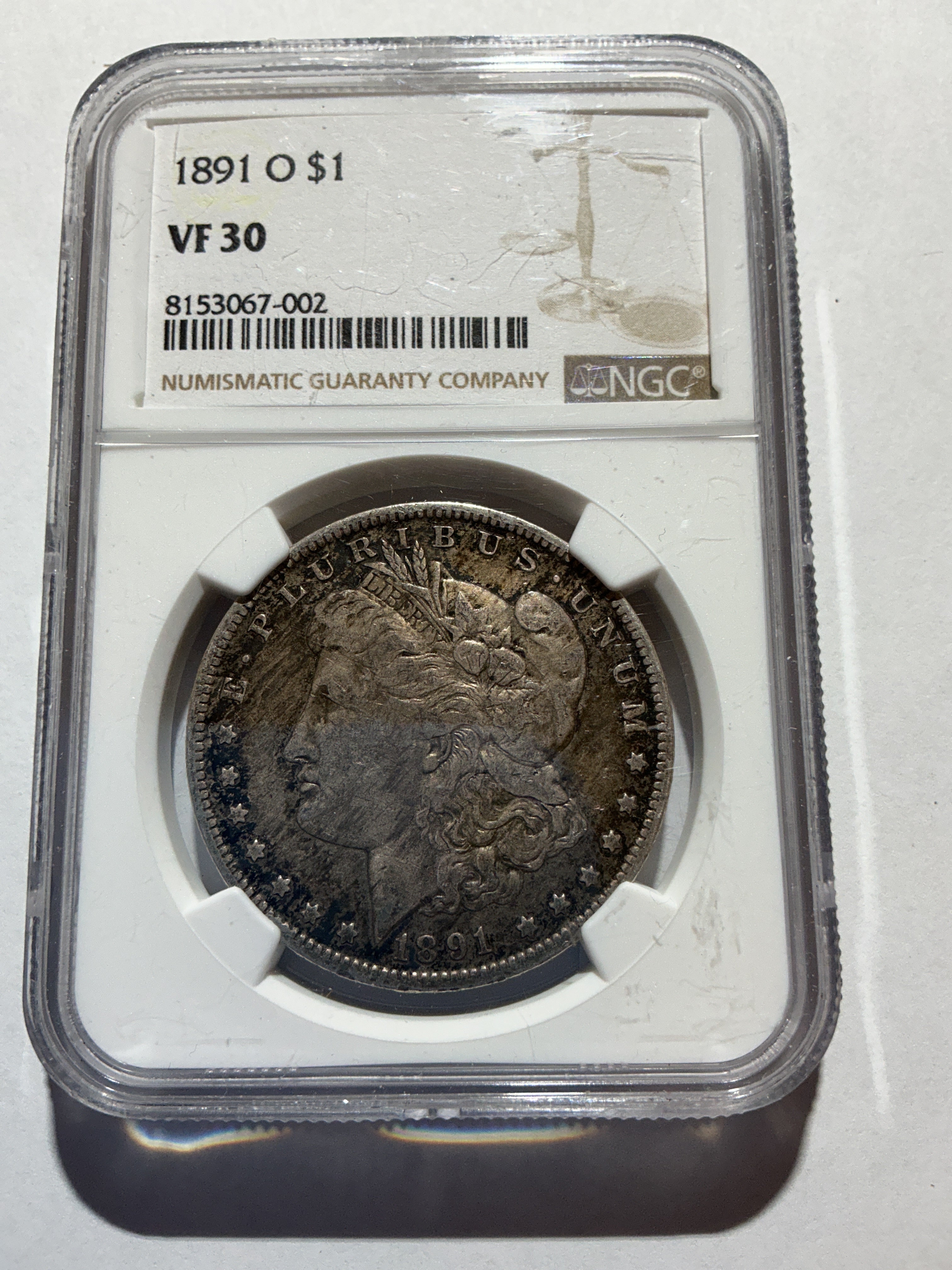 Lot 11, 1891 O, Morgan silver dollar, VF30
