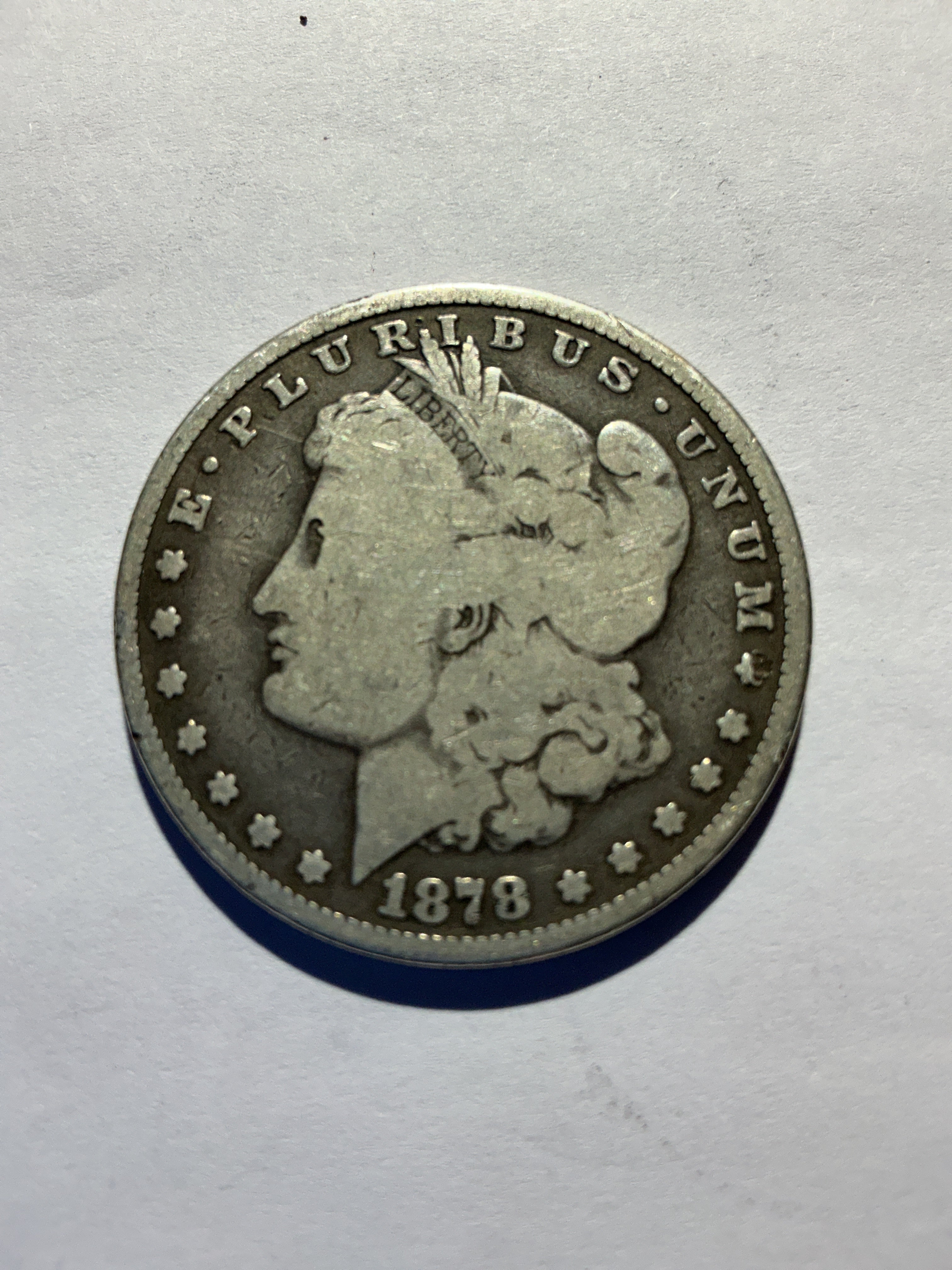 Lot 8, 1878 Morgan silver dollar, 8TF, F