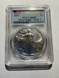 Lot 3, 2021 American silver eagle MS69